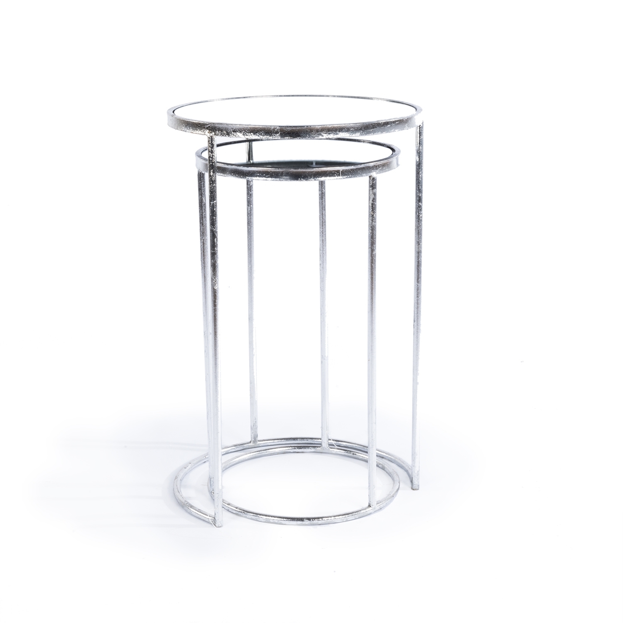 Gin Shu Metal Nest of Tables - Silver Gilt Leaf