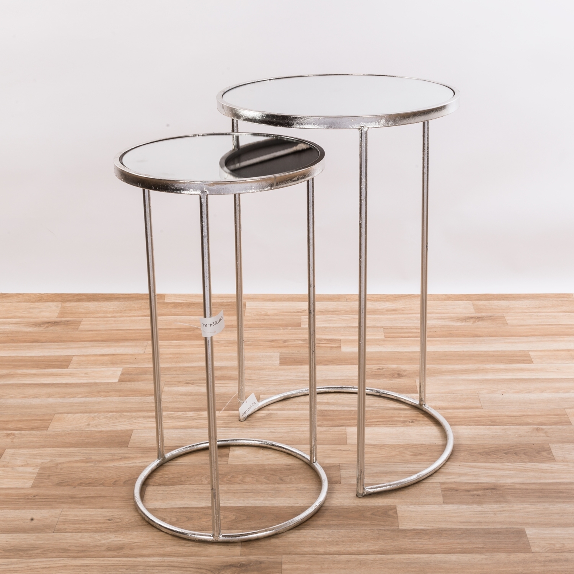 Gin Shu Metal Nest of Tables - Silver Gilt Leaf