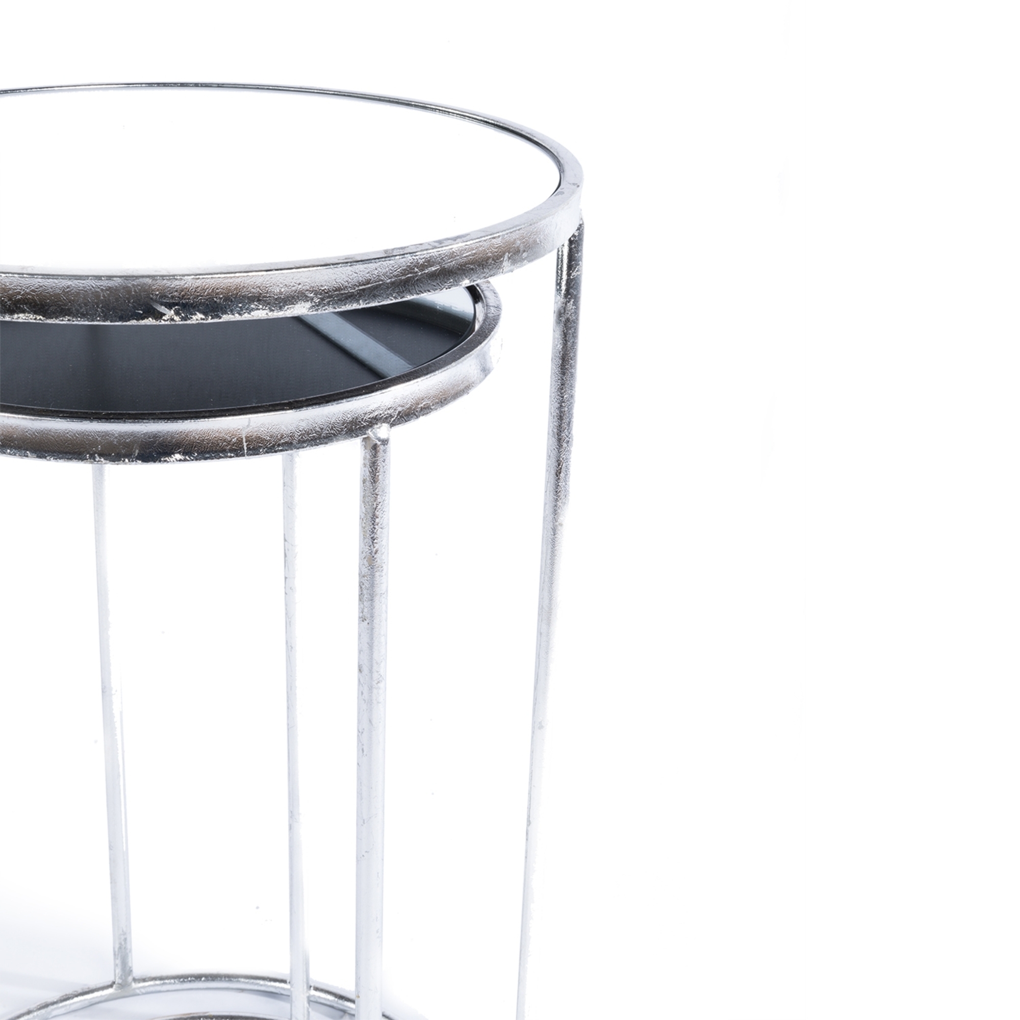 Gin Shu Metal Nest of Tables - Silver Gilt Leaf