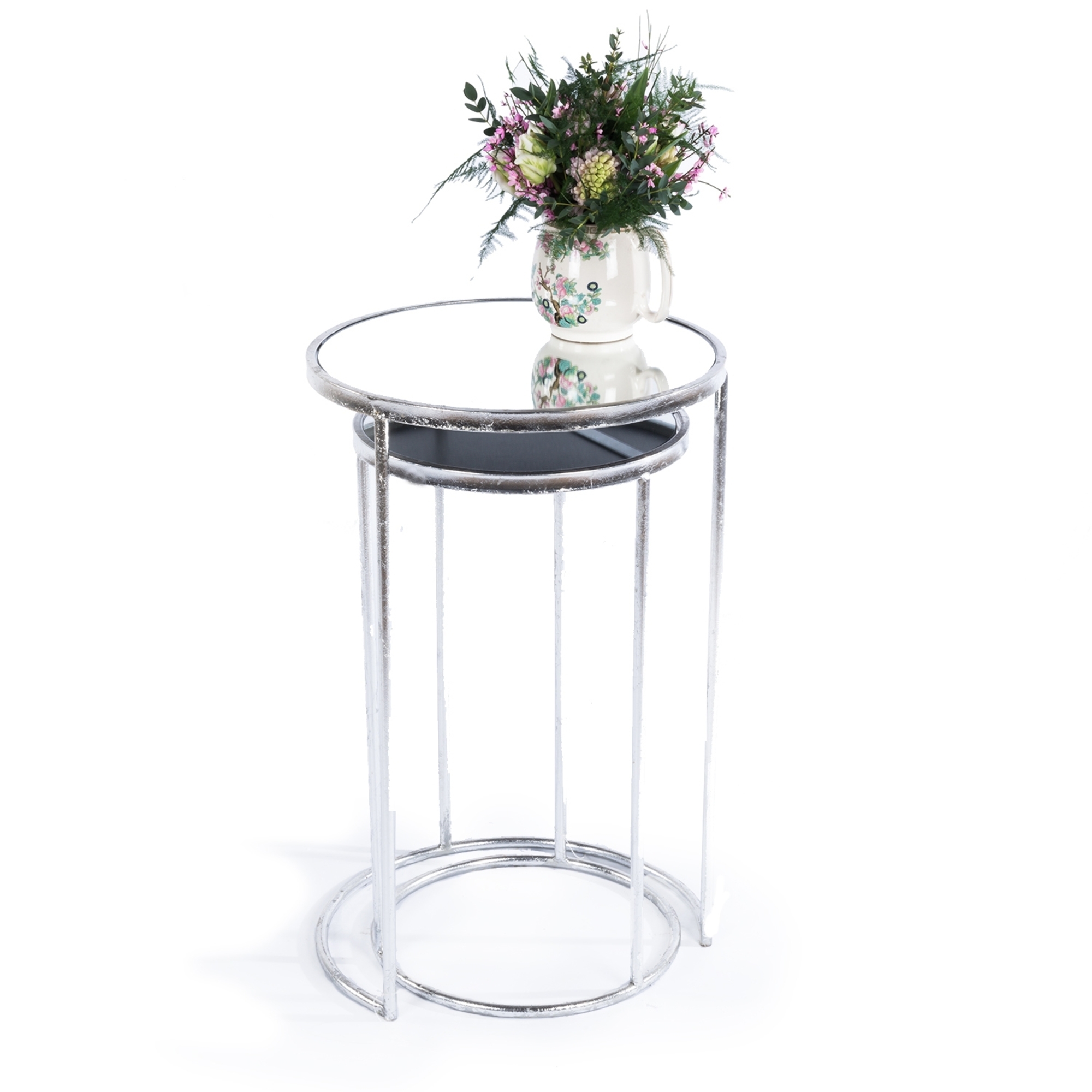 Gin Shu Metal Nest of Tables - Silver Gilt Leaf