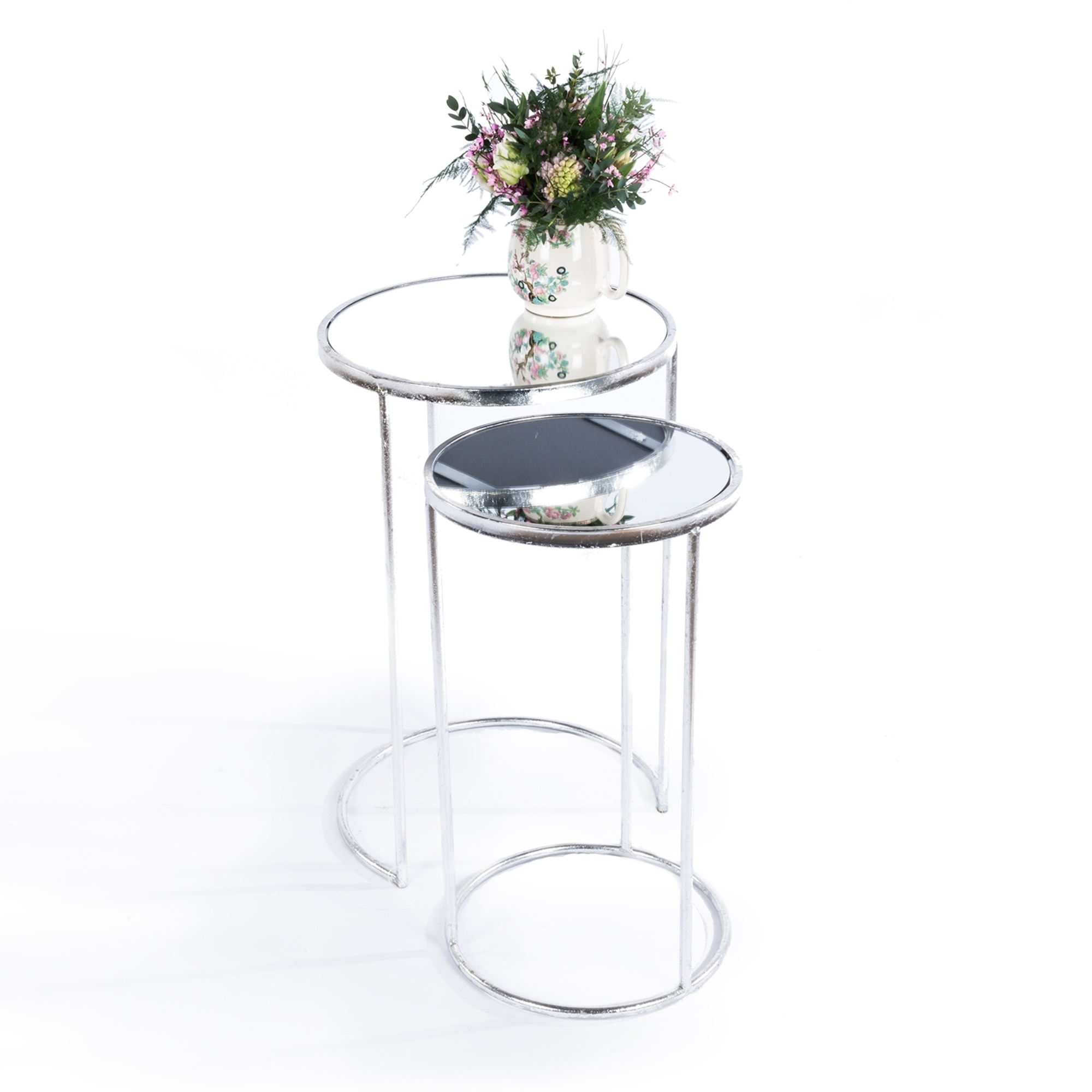 Gin Shu Metal Nest of Tables - Silver Gilt Leaf