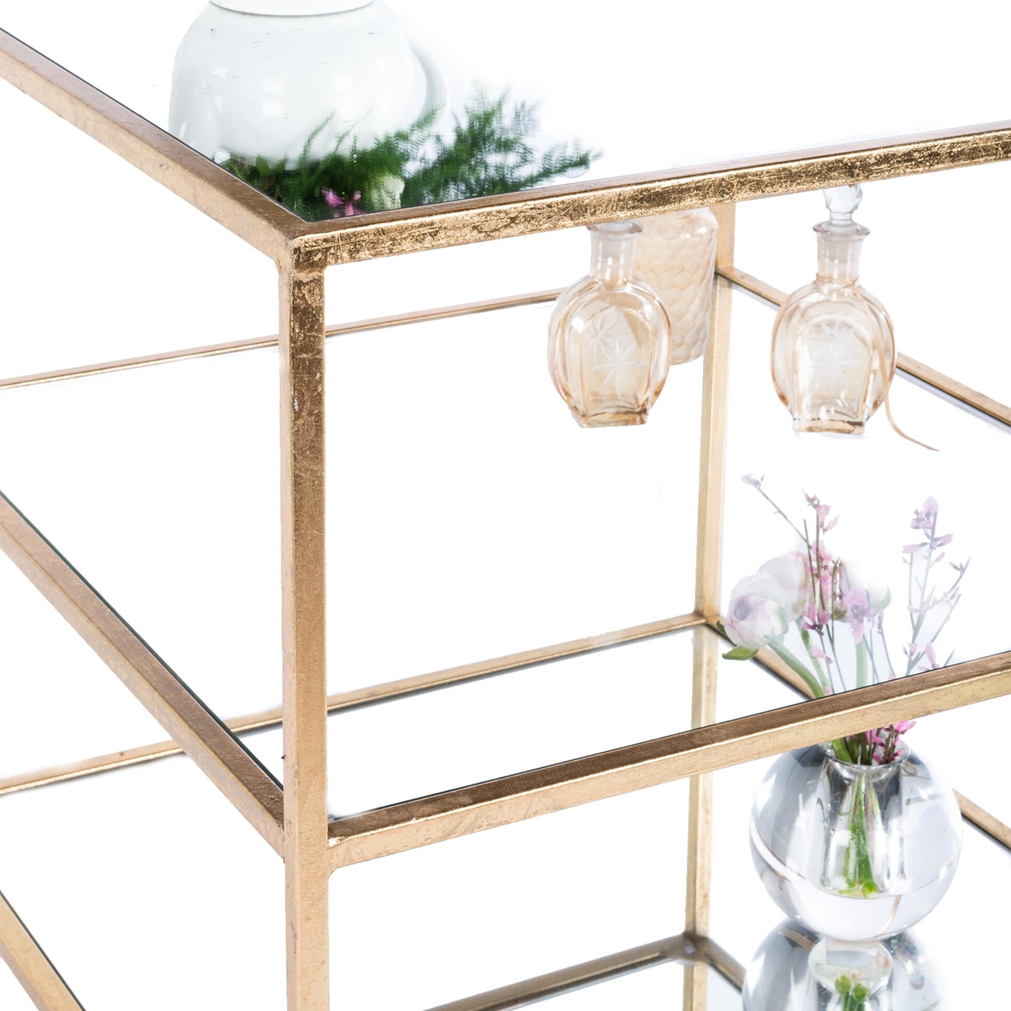 Gin Shu Metal Side Table - Gold Gilt Leaf
