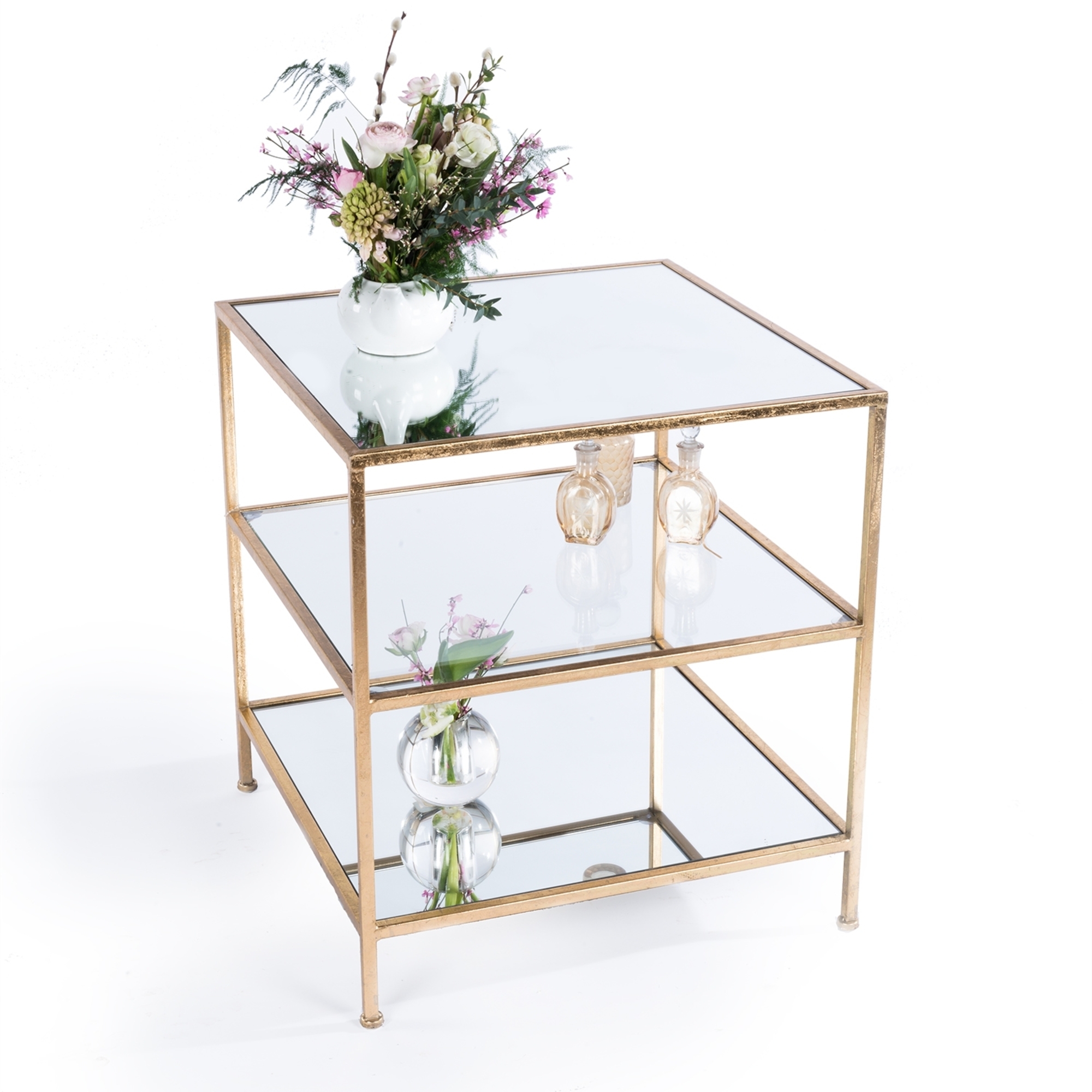 Gin Shu Metal Side Table - Gold Gilt Leaf