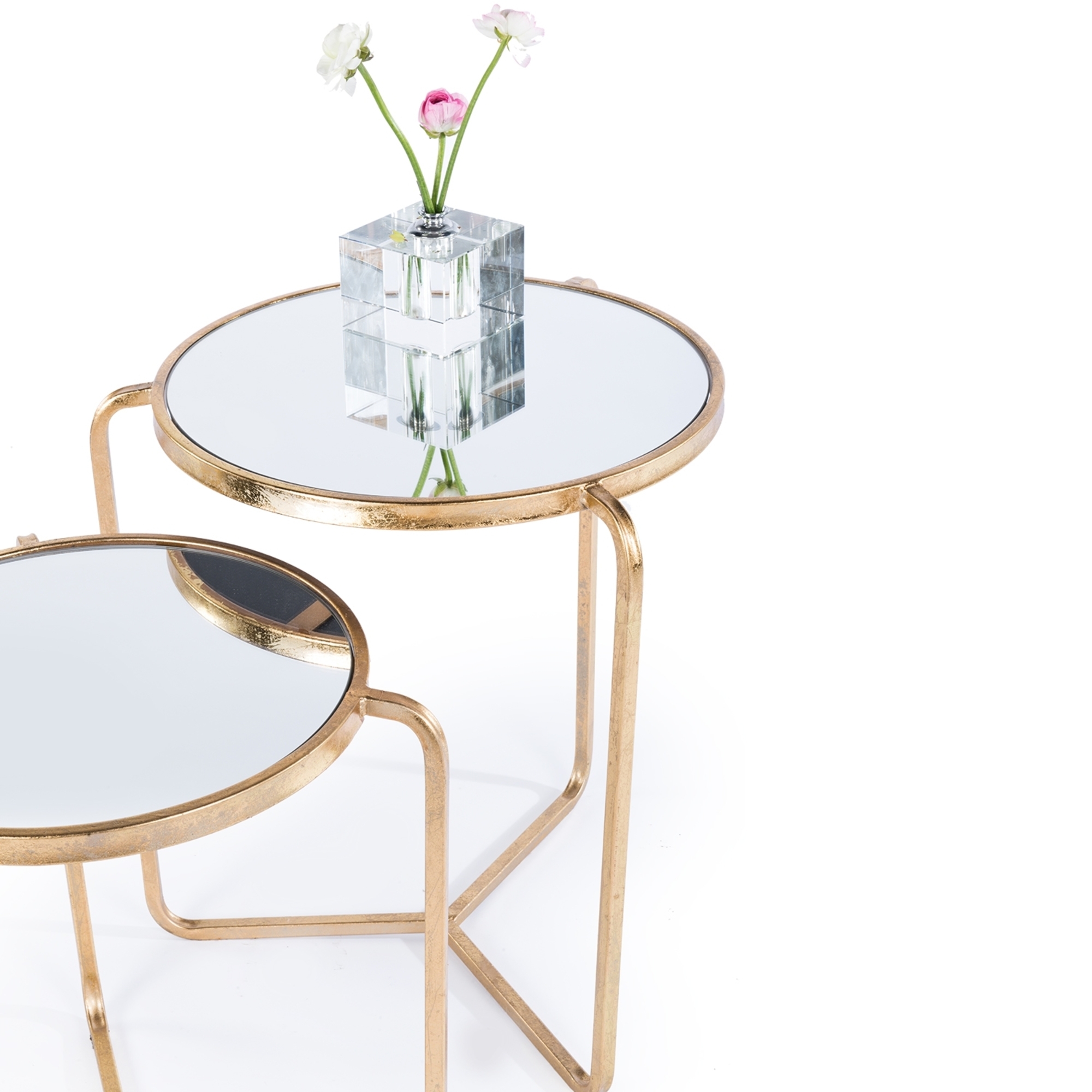 Gin Shu Metal Nest of Tables - Gold Gilt Leaf