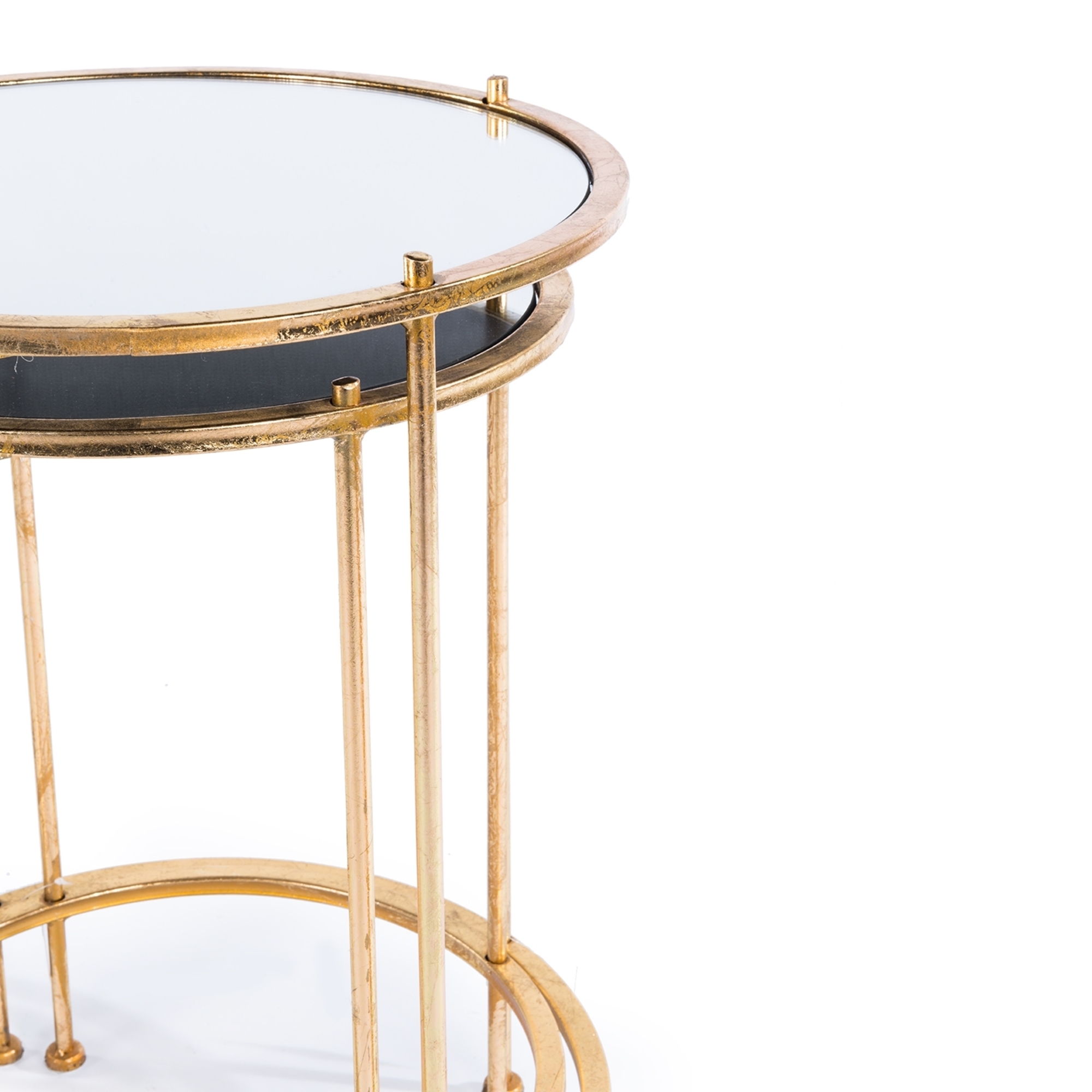 Gin Shu Metal Nest of Tables - Gold Gilt Leaf