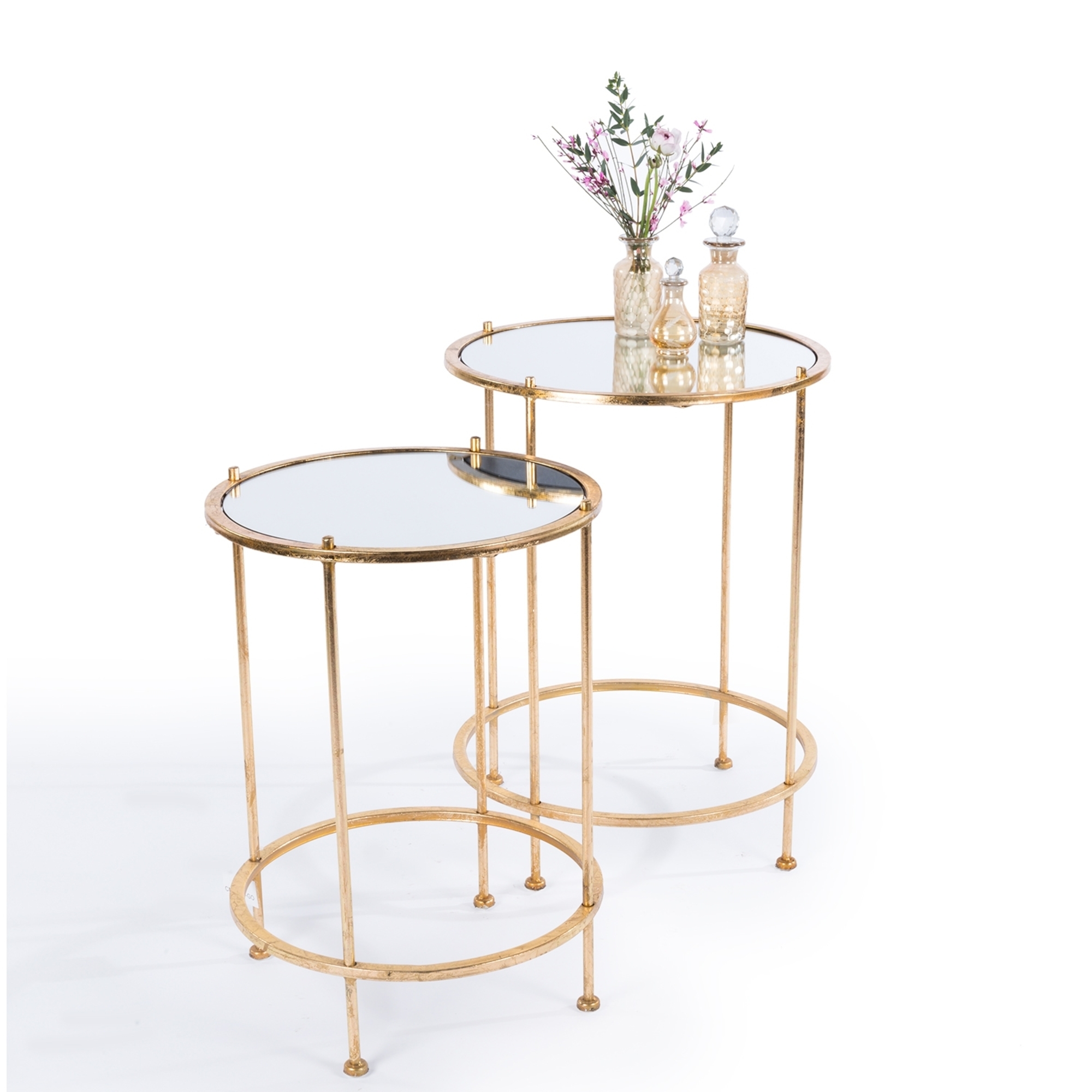 Gin Shu Metal Nest of Tables - Gold Gilt Leaf