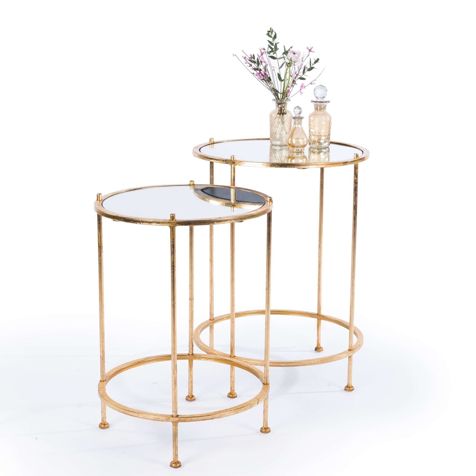 Gin Shu Metal Nest of Tables - Gold Gilt Leaf