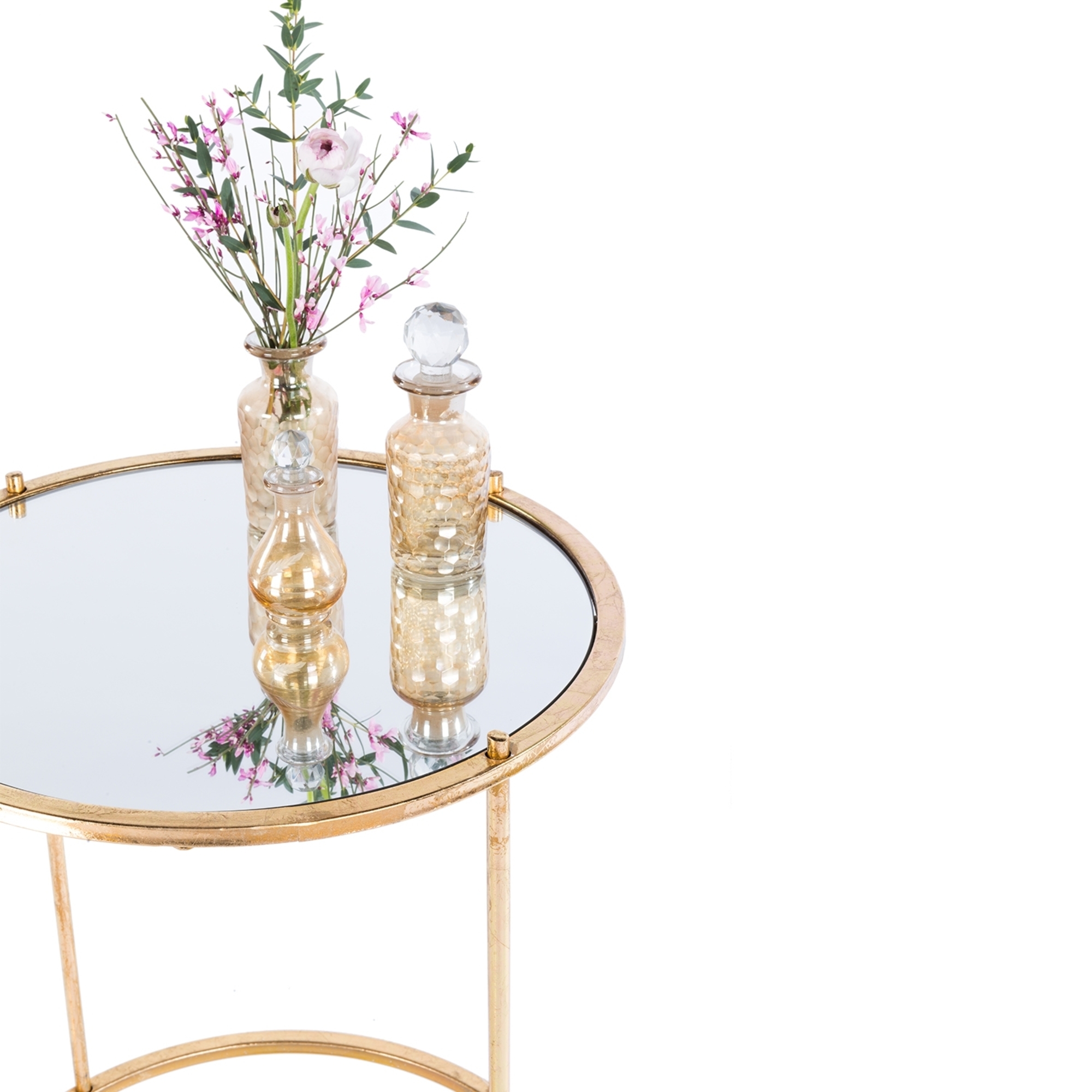 Gin Shu Metal Nest of Tables - Gold Gilt Leaf