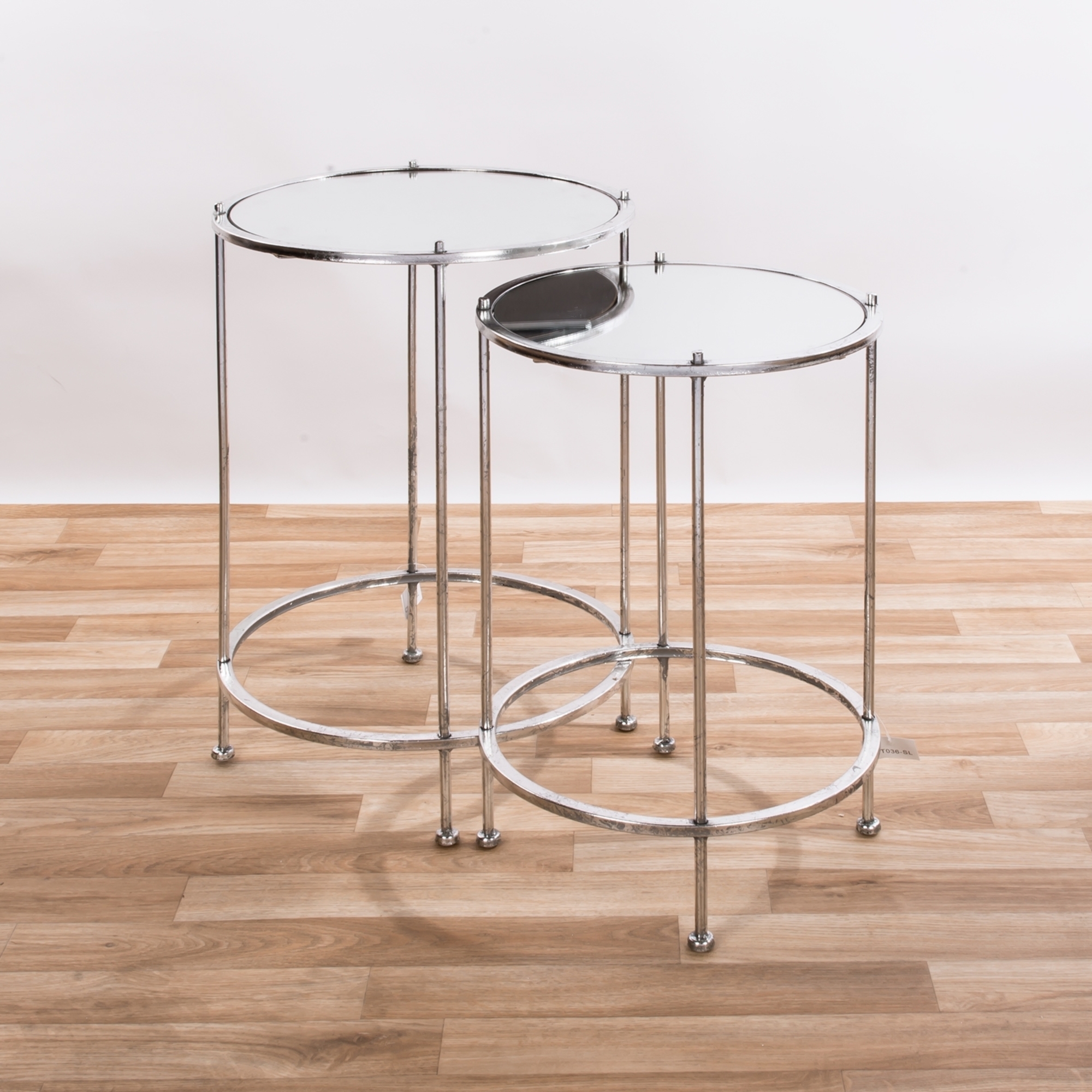 Gin Shu Metal Nest of Tables - Silver Gilt Leaf