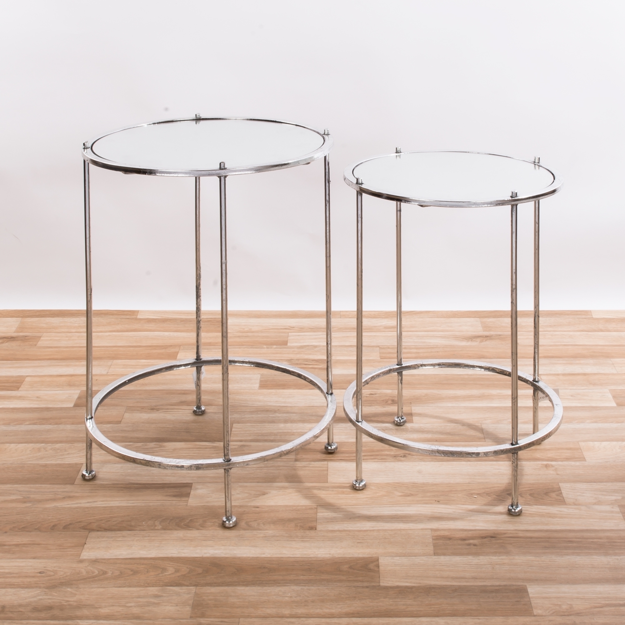 Gin Shu Metal Nest of Tables - Silver Gilt Leaf