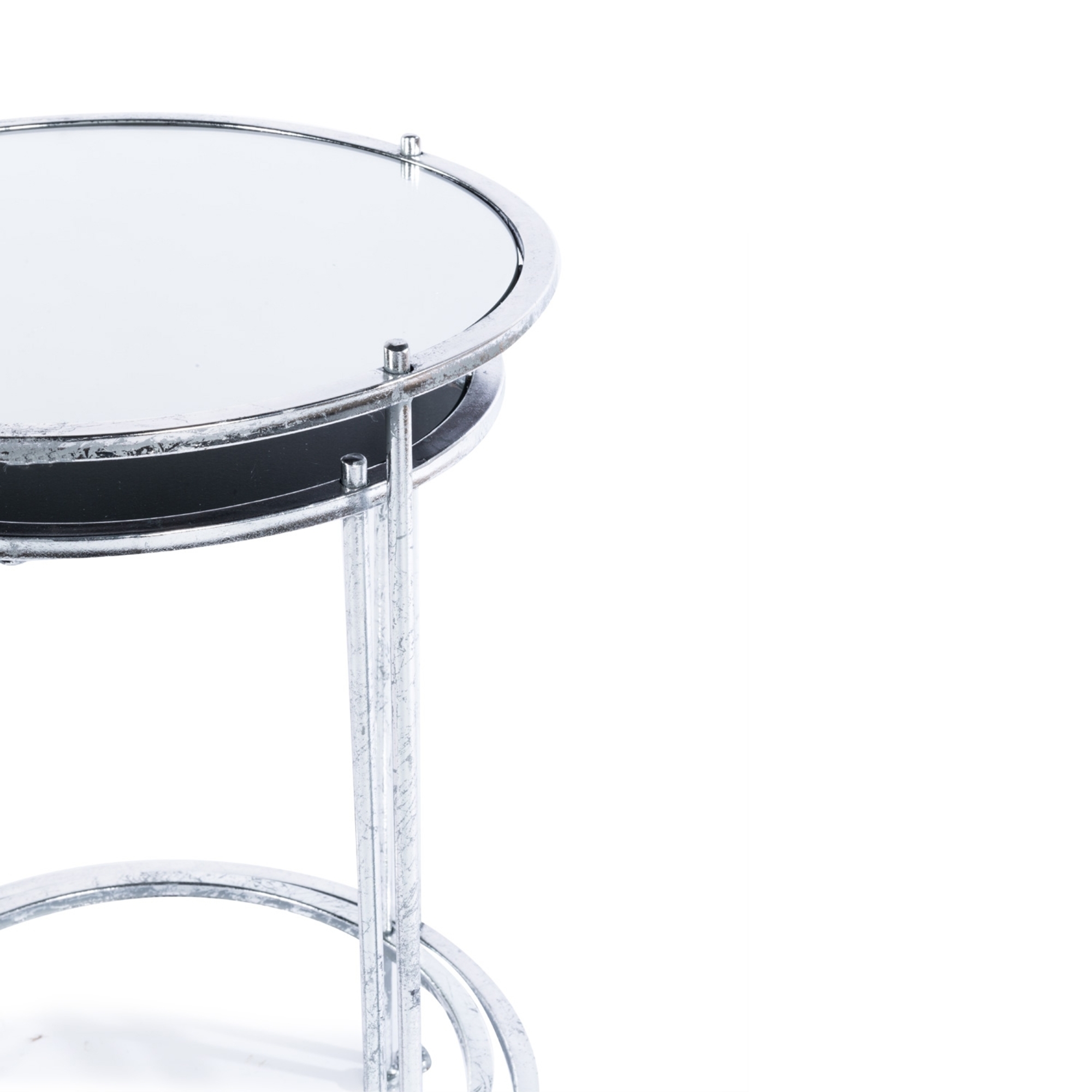 Gin Shu Metal Nest of Tables - Silver Gilt Leaf