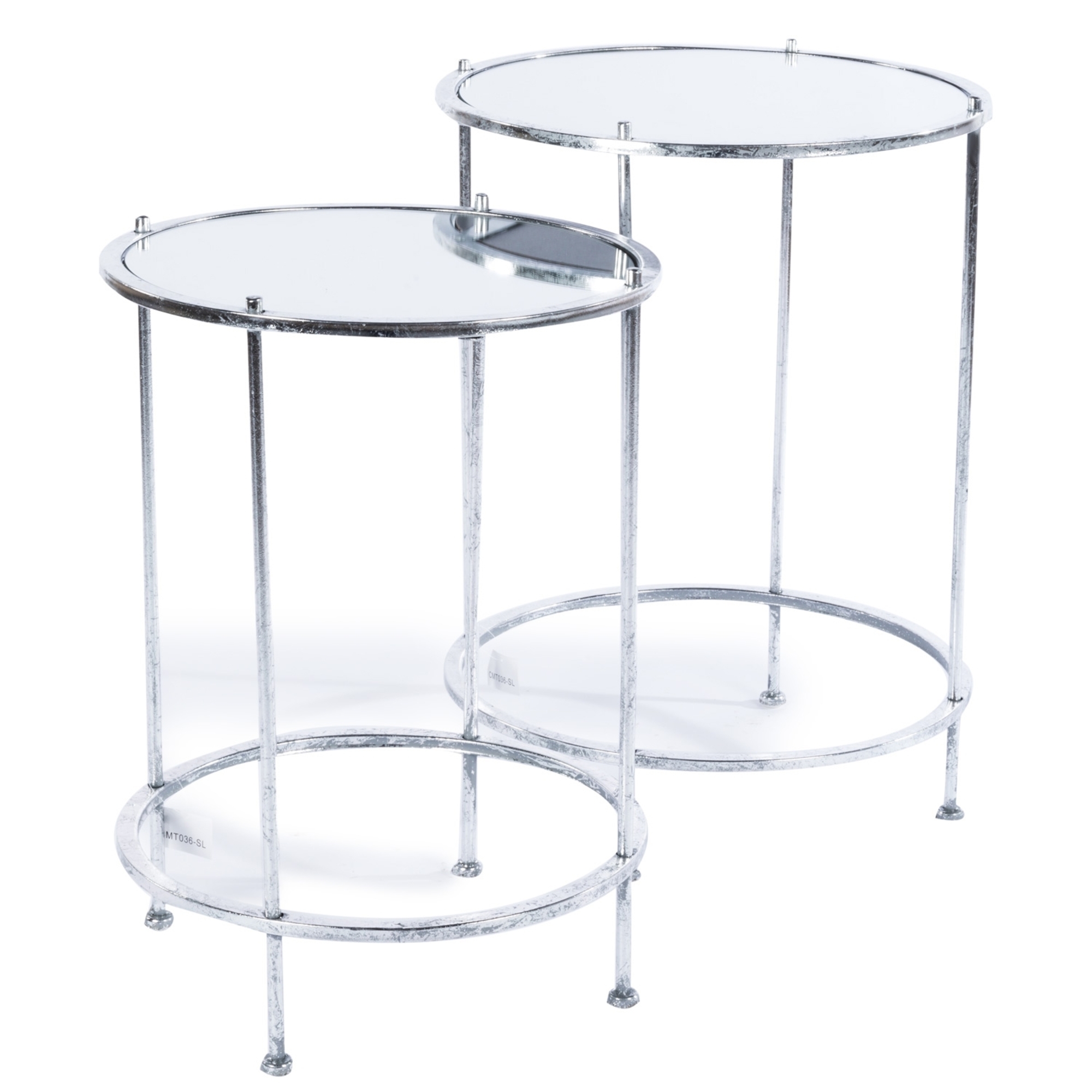 Gin Shu Metal Nest of Tables - Silver Gilt Leaf