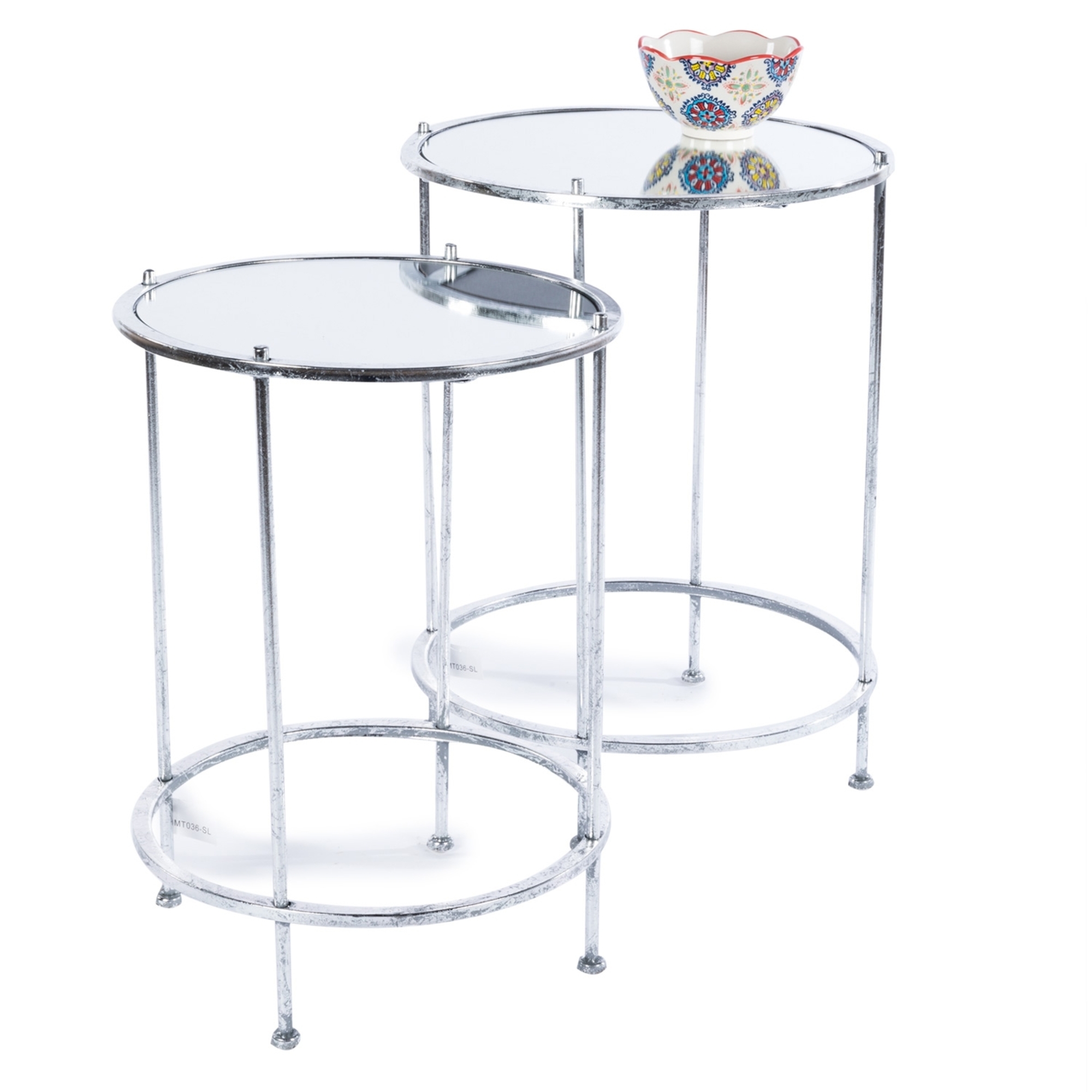 Gin Shu Metal Nest of Tables - Silver Gilt Leaf