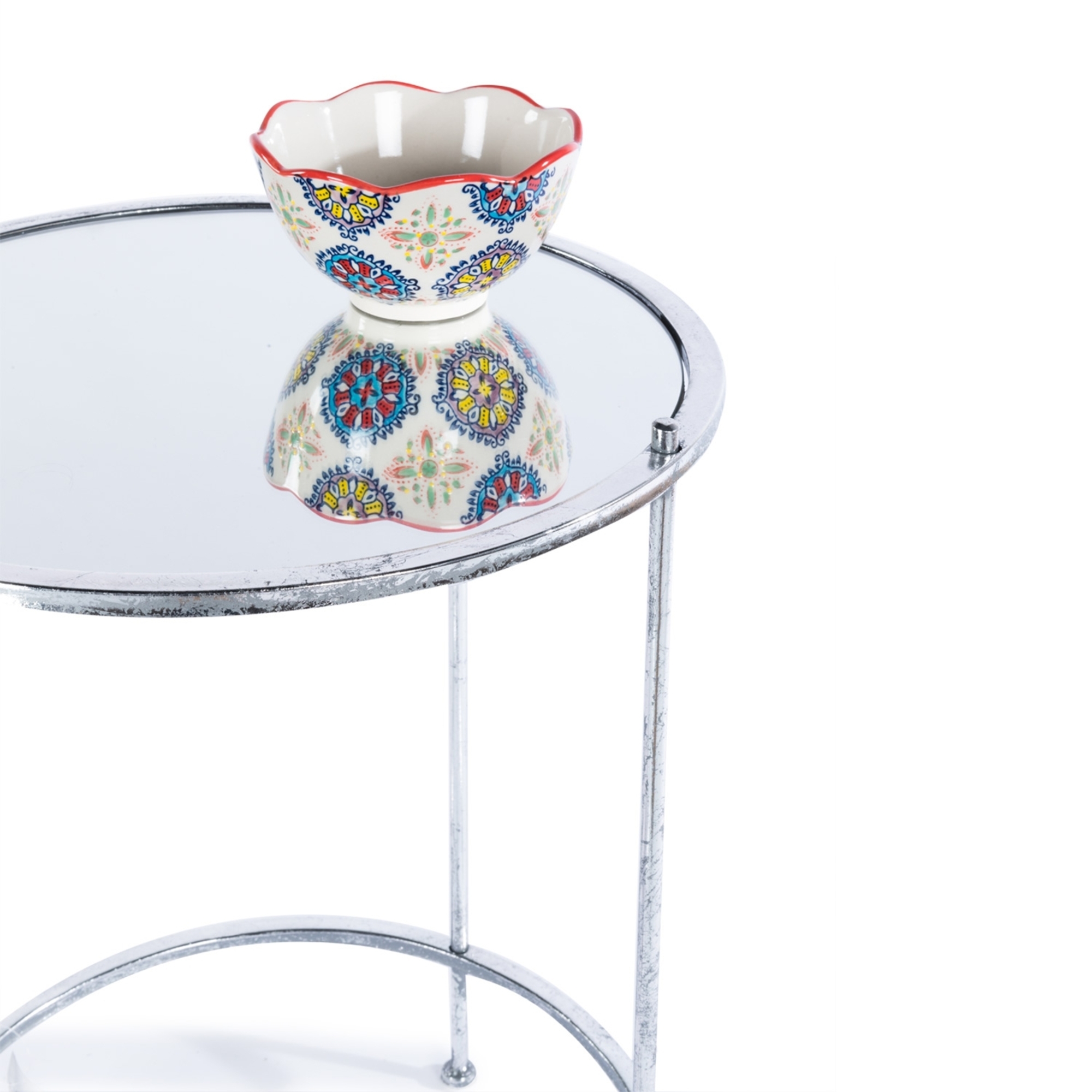 Gin Shu Metal Nest of Tables - Silver Gilt Leaf