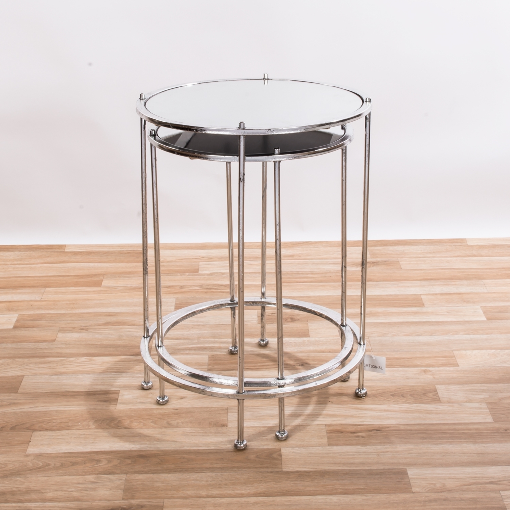 Gin Shu Metal Nest of Tables - Silver Gilt Leaf