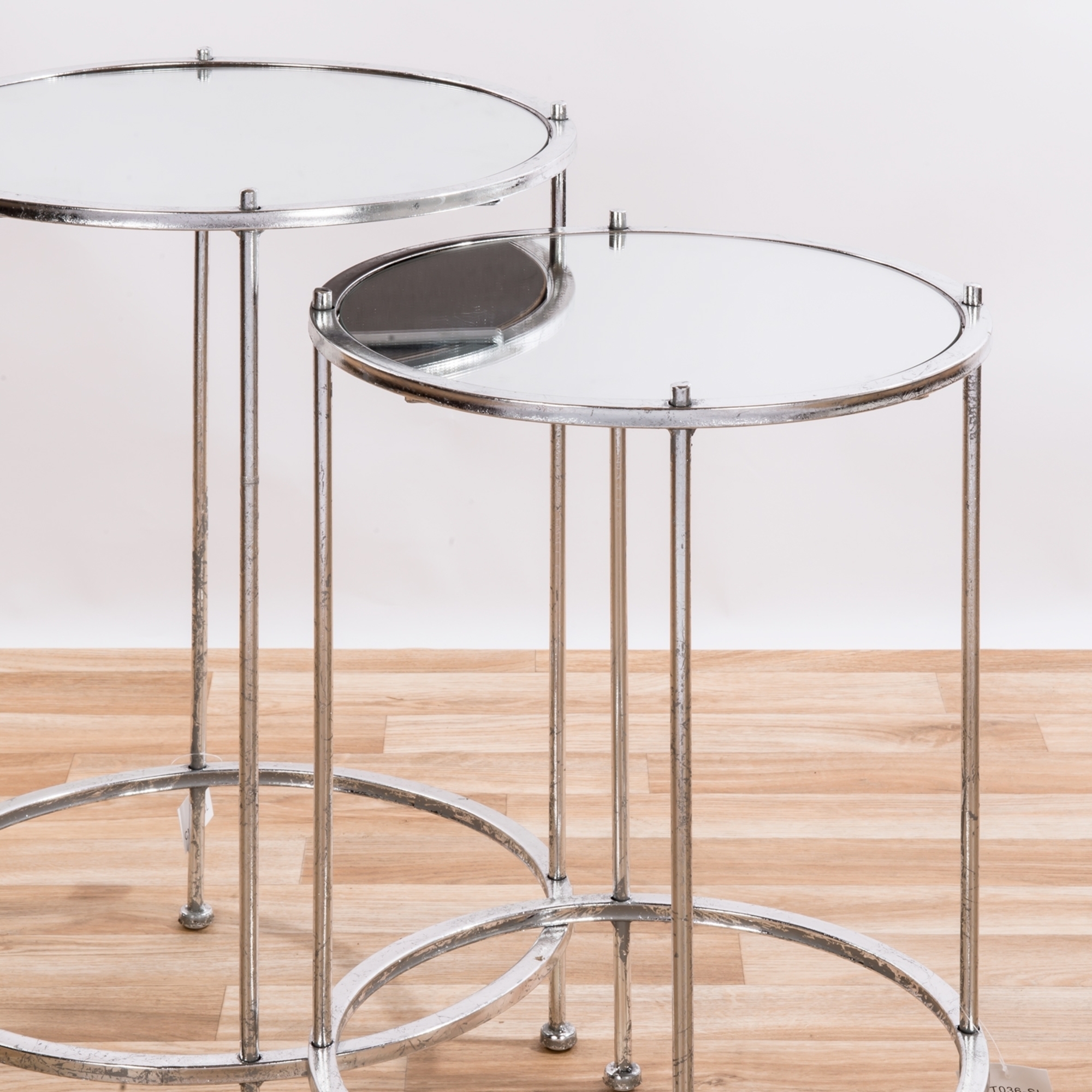 Gin Shu Metal Nest of Tables - Silver Gilt Leaf
