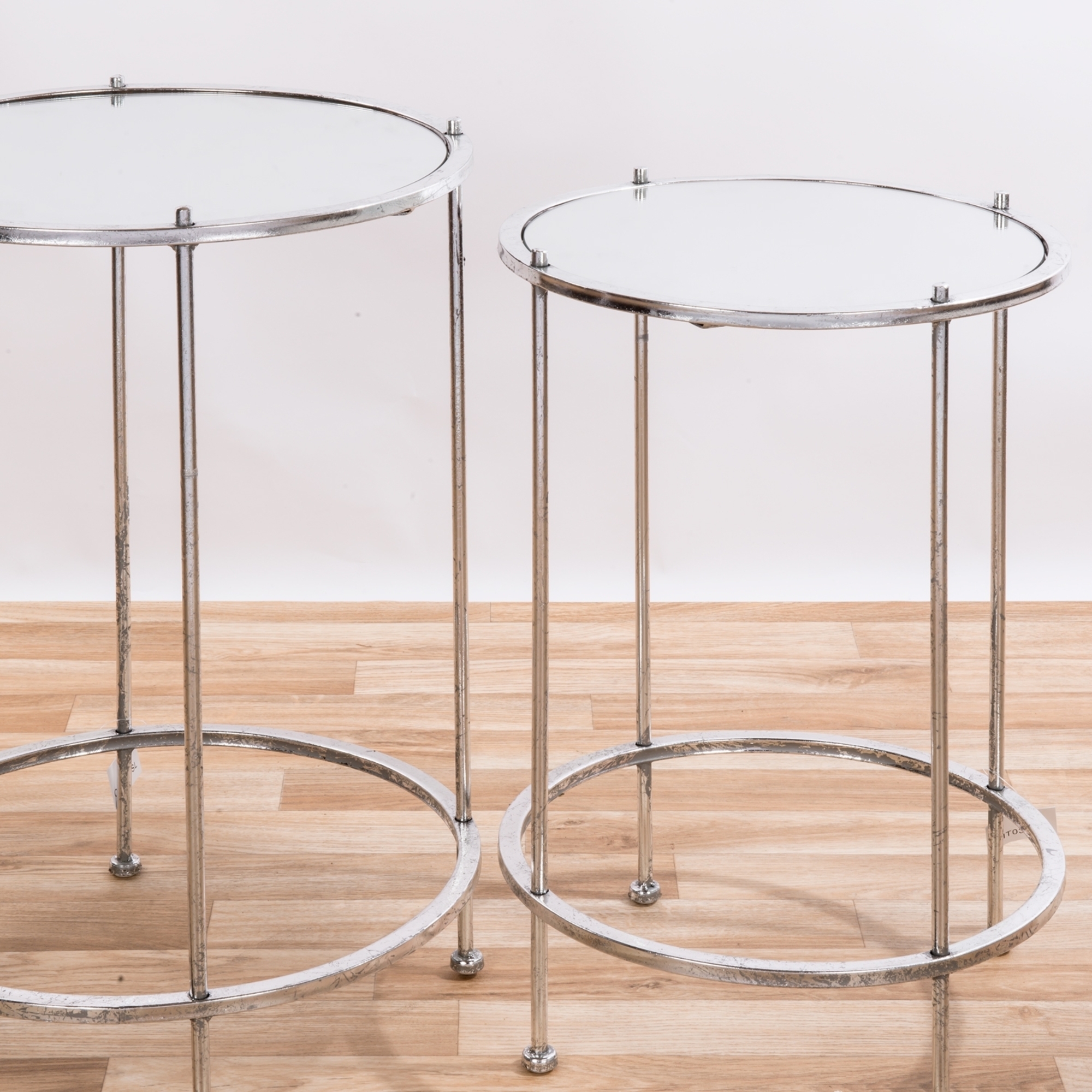 Gin Shu Metal Nest of Tables - Silver Gilt Leaf