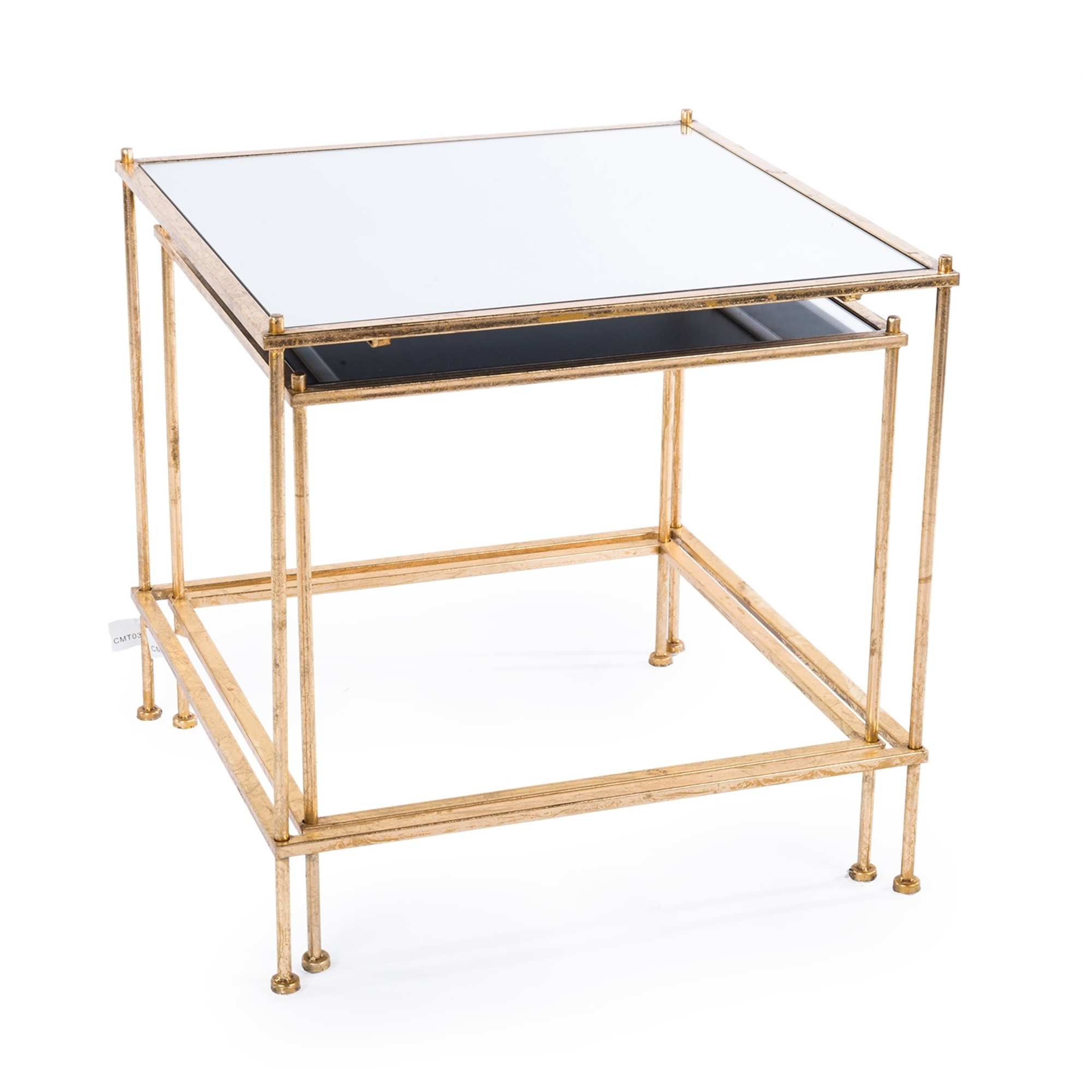 Gin Shu Metal Nest of Tables - Gold Gilt Leaf