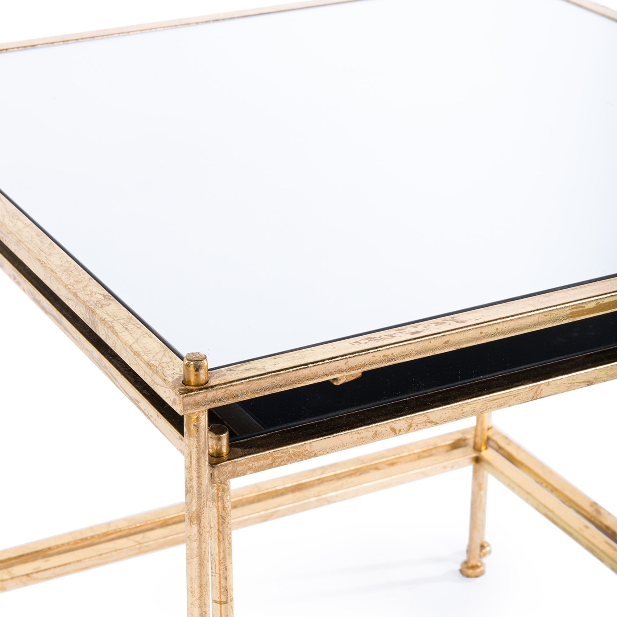 Gin Shu Metal Nest of Tables - Gold Gilt Leaf