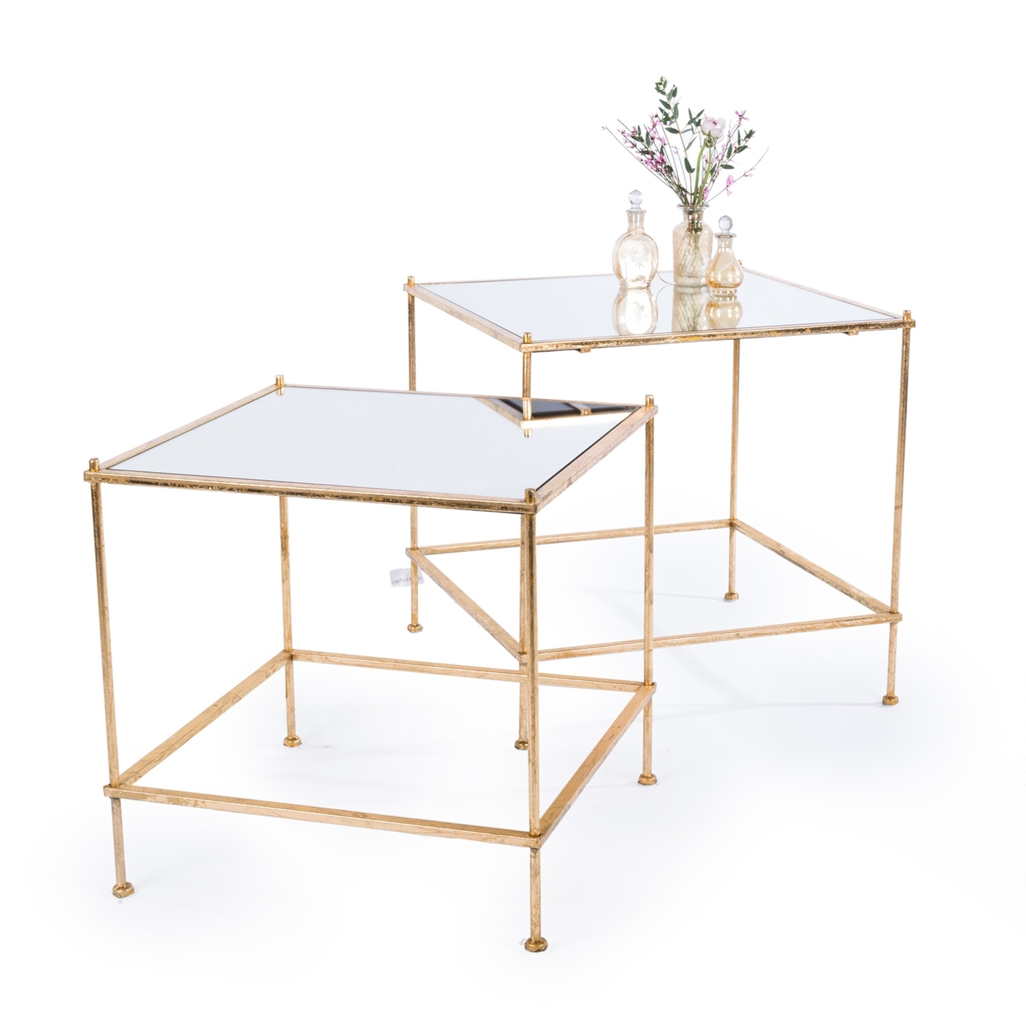 Gin Shu Metal Nest of Tables - Gold Gilt Leaf