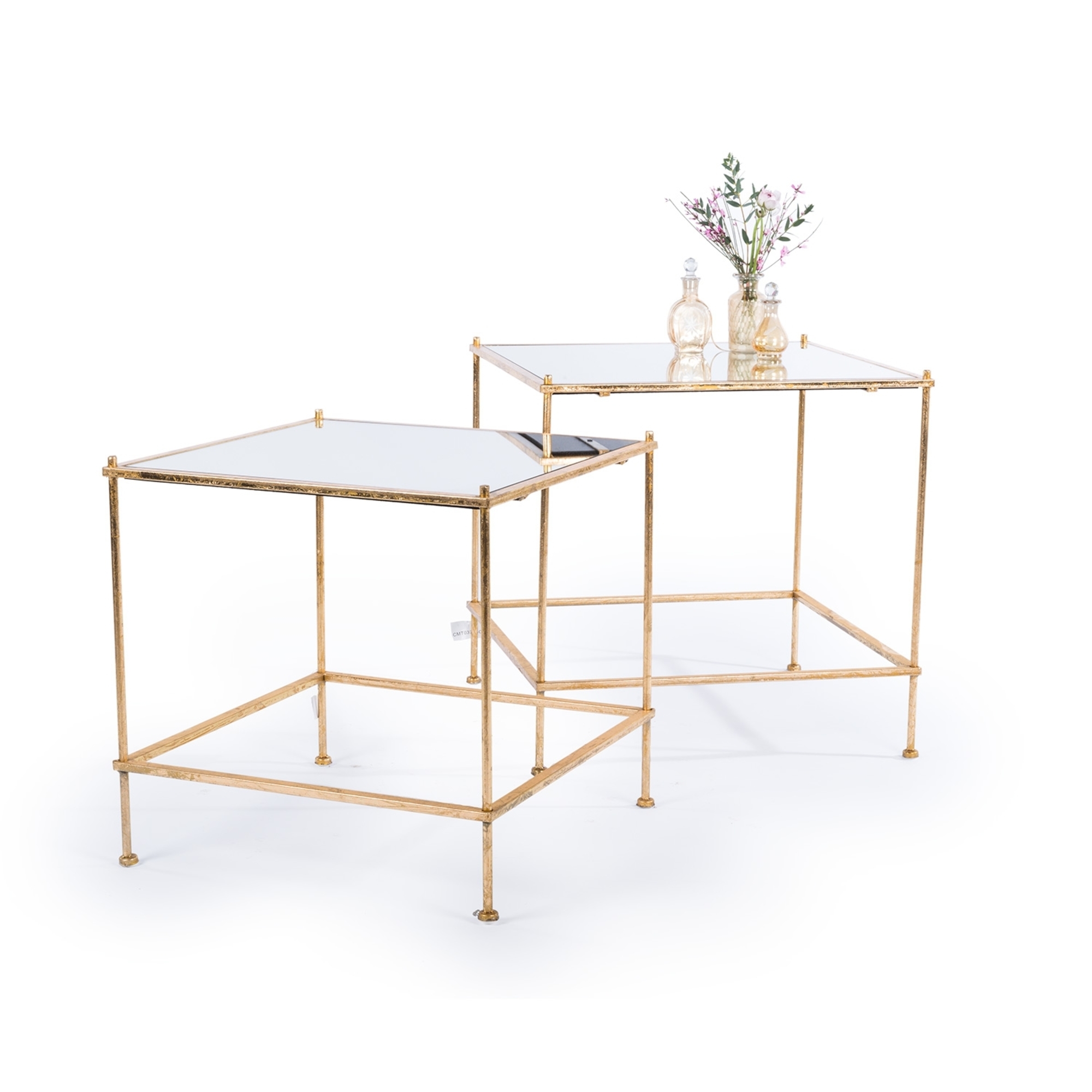 Gin Shu Metal Nest of Tables - Gold Gilt Leaf