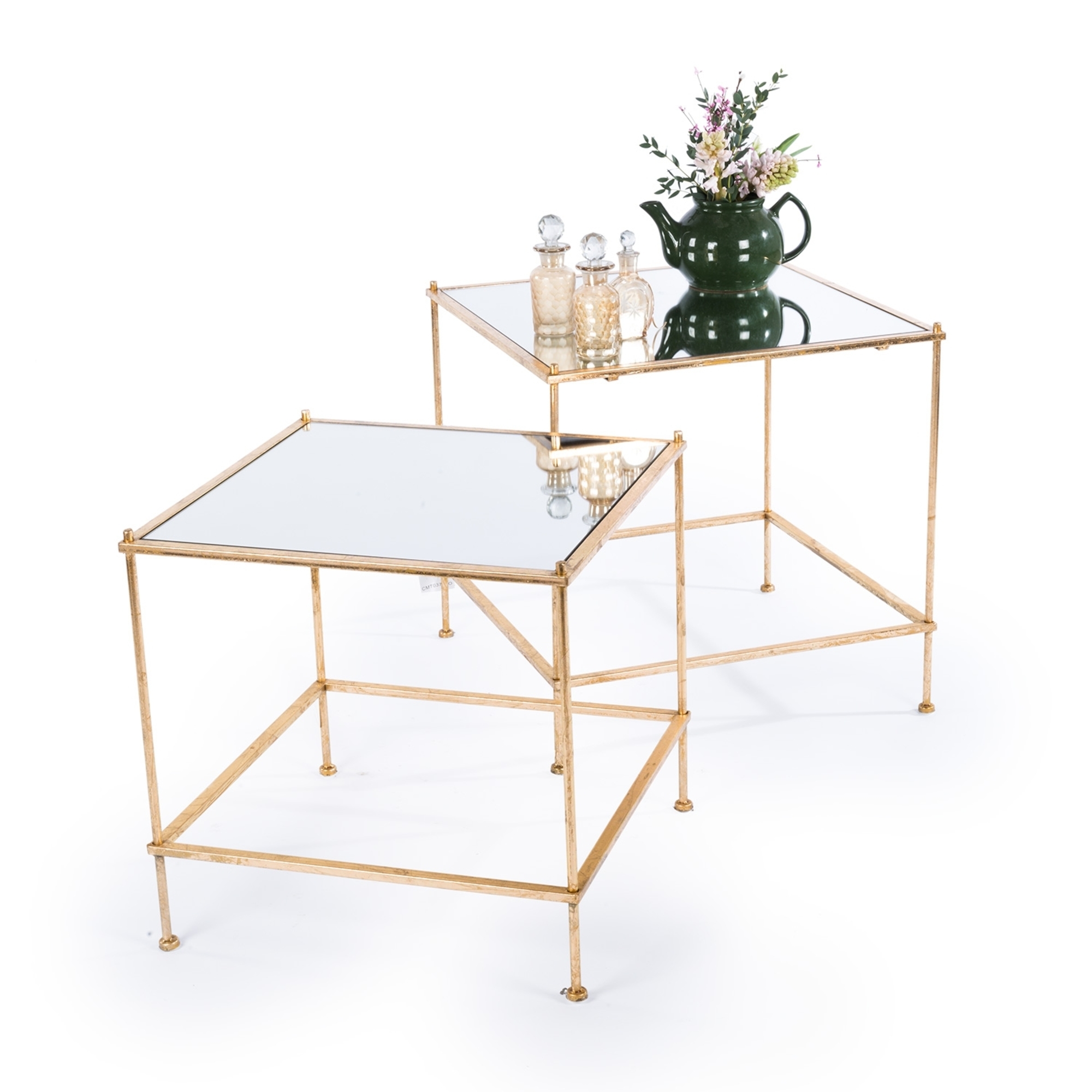 Gin Shu Metal Nest of Tables - Gold Gilt Leaf