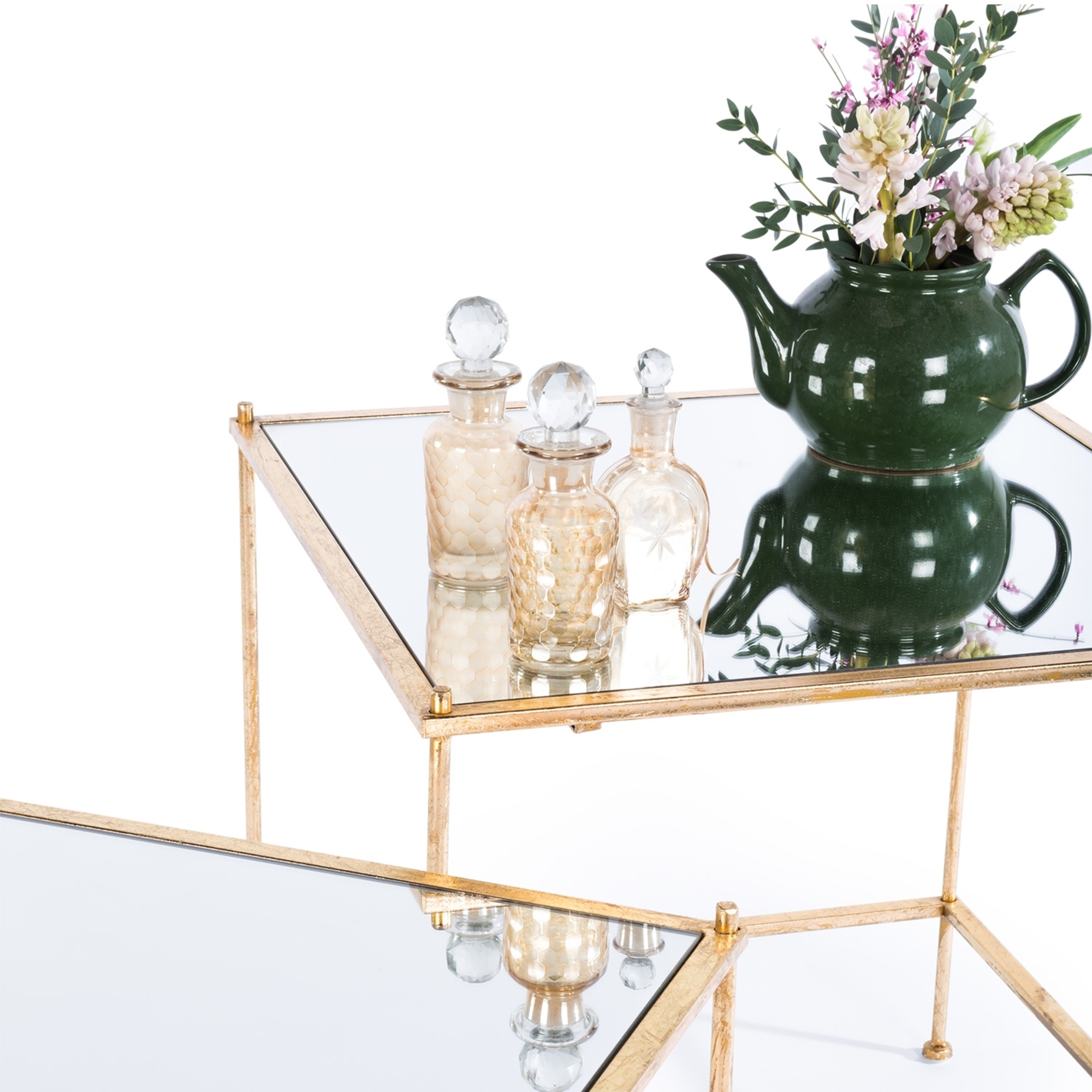 Gin Shu Metal Nest of Tables - Gold Gilt Leaf