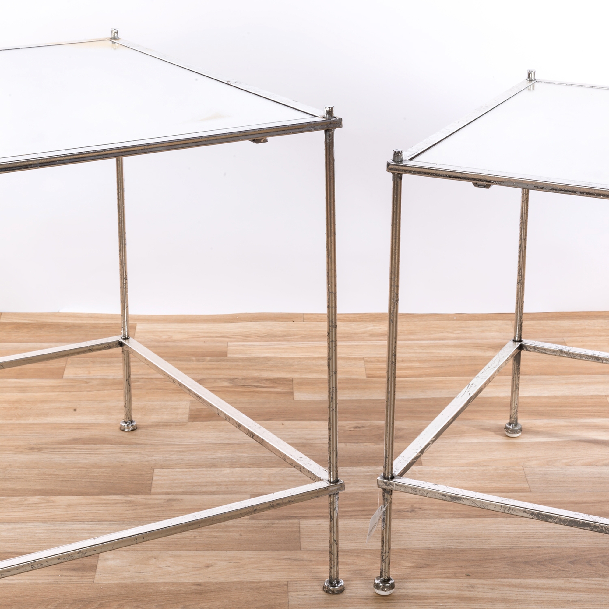 Gin Shu Metal Nest of Tables - Silver Gilt Leaf
