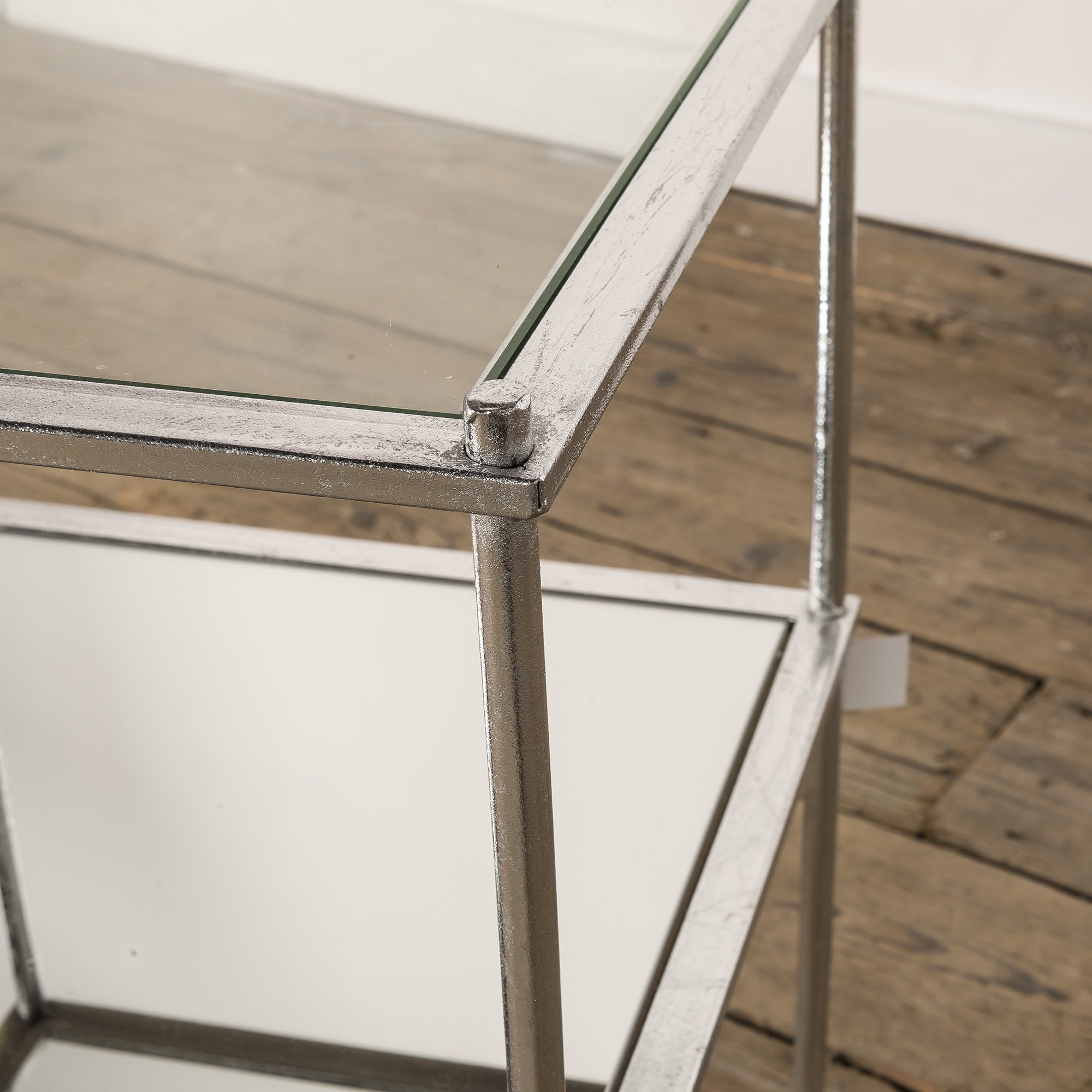 Silver Gilt Leaf Parisienne Metal Side Table 