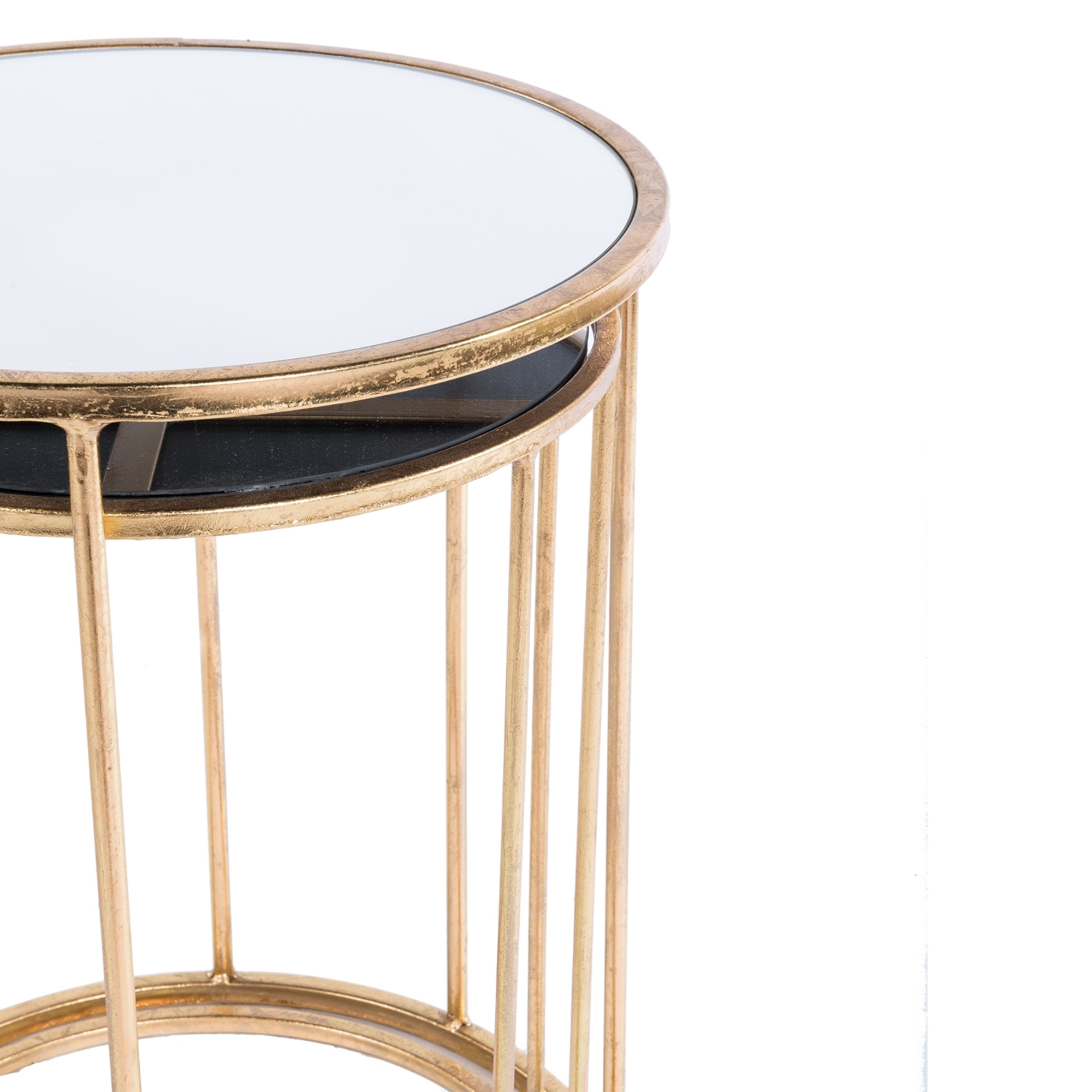 Gin Shu Metal Nest of Tables - Gold Gilt Leaf