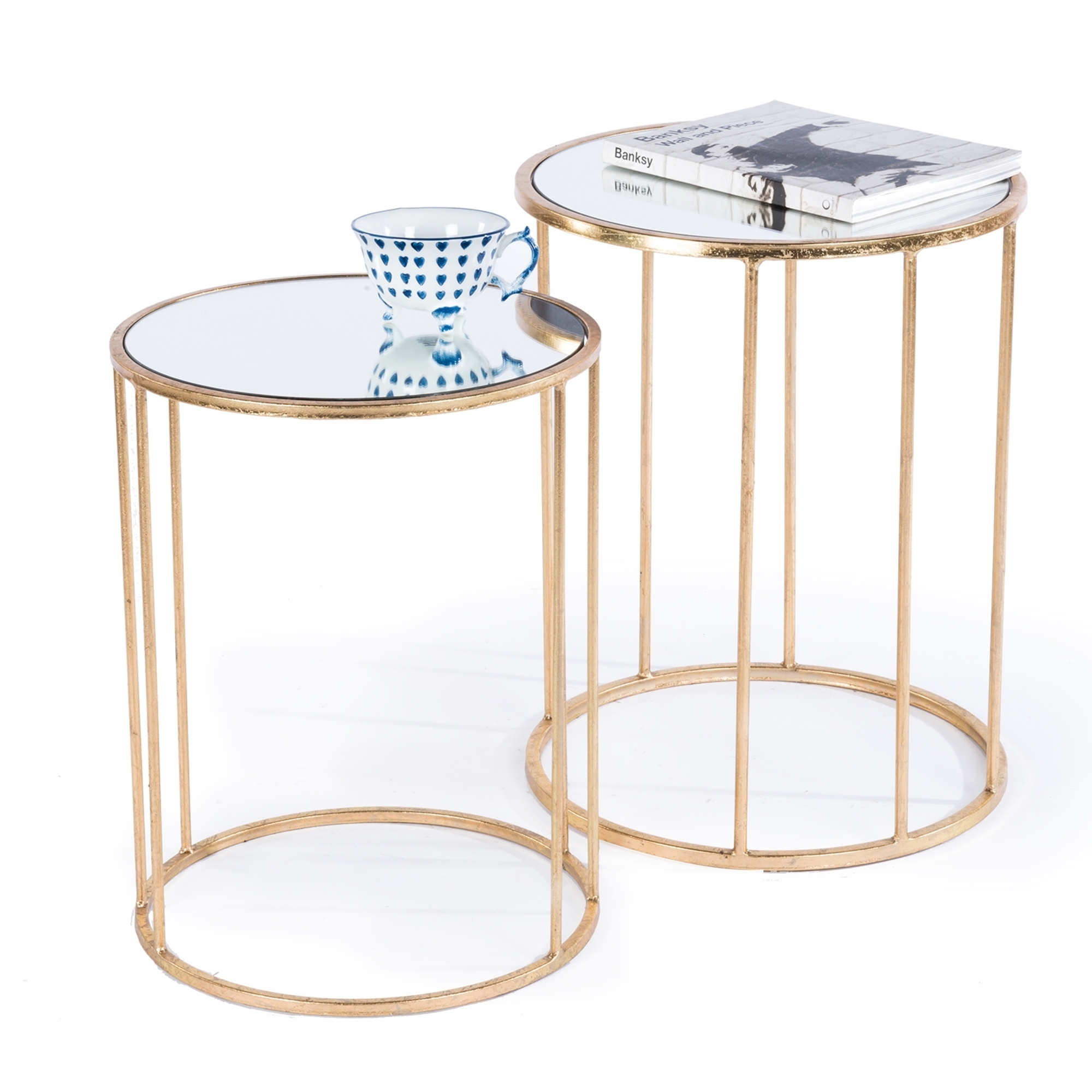 Gin Shu Metal Nest of Tables - Gold Gilt Leaf