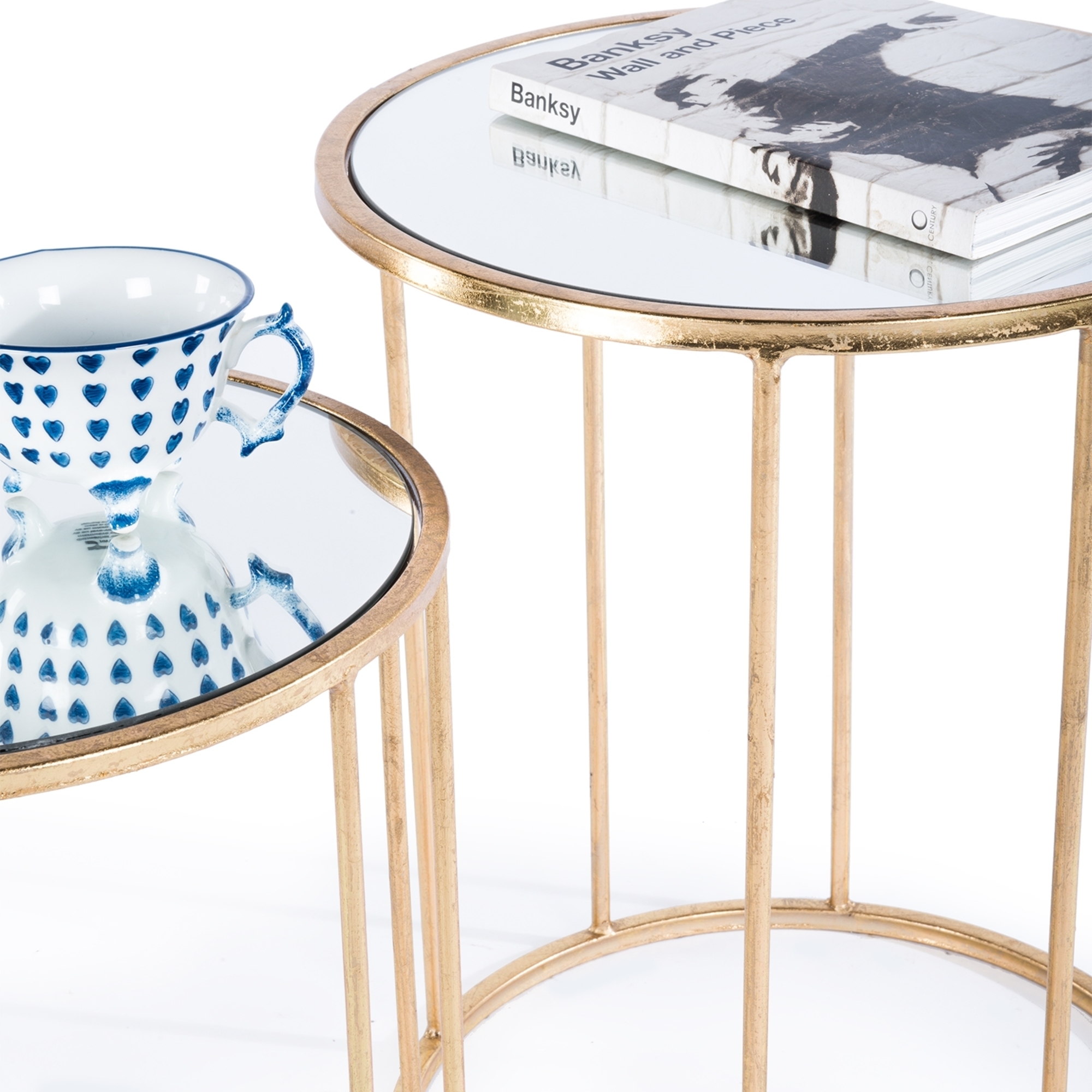 Gin Shu Metal Nest of Tables - Gold Gilt Leaf