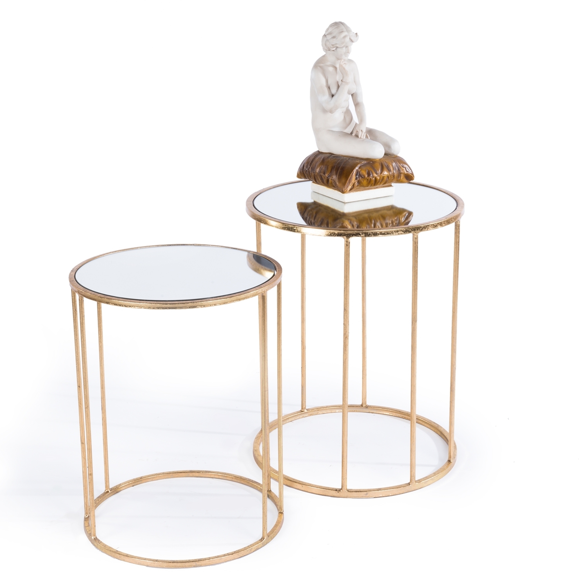 Gin Shu Metal Nest of Tables - Gold Gilt Leaf
