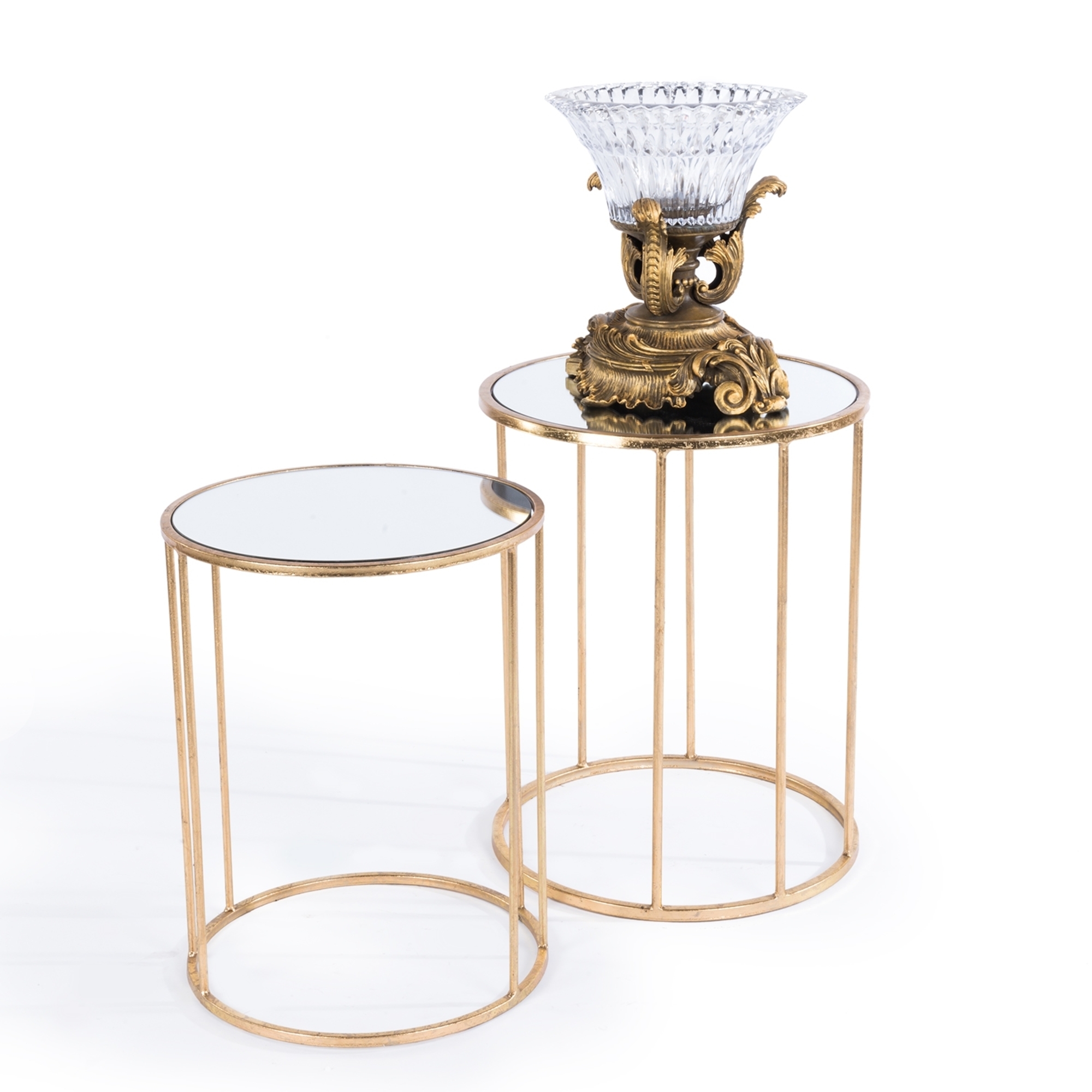 Gin Shu Metal Nest of Tables - Gold Gilt Leaf