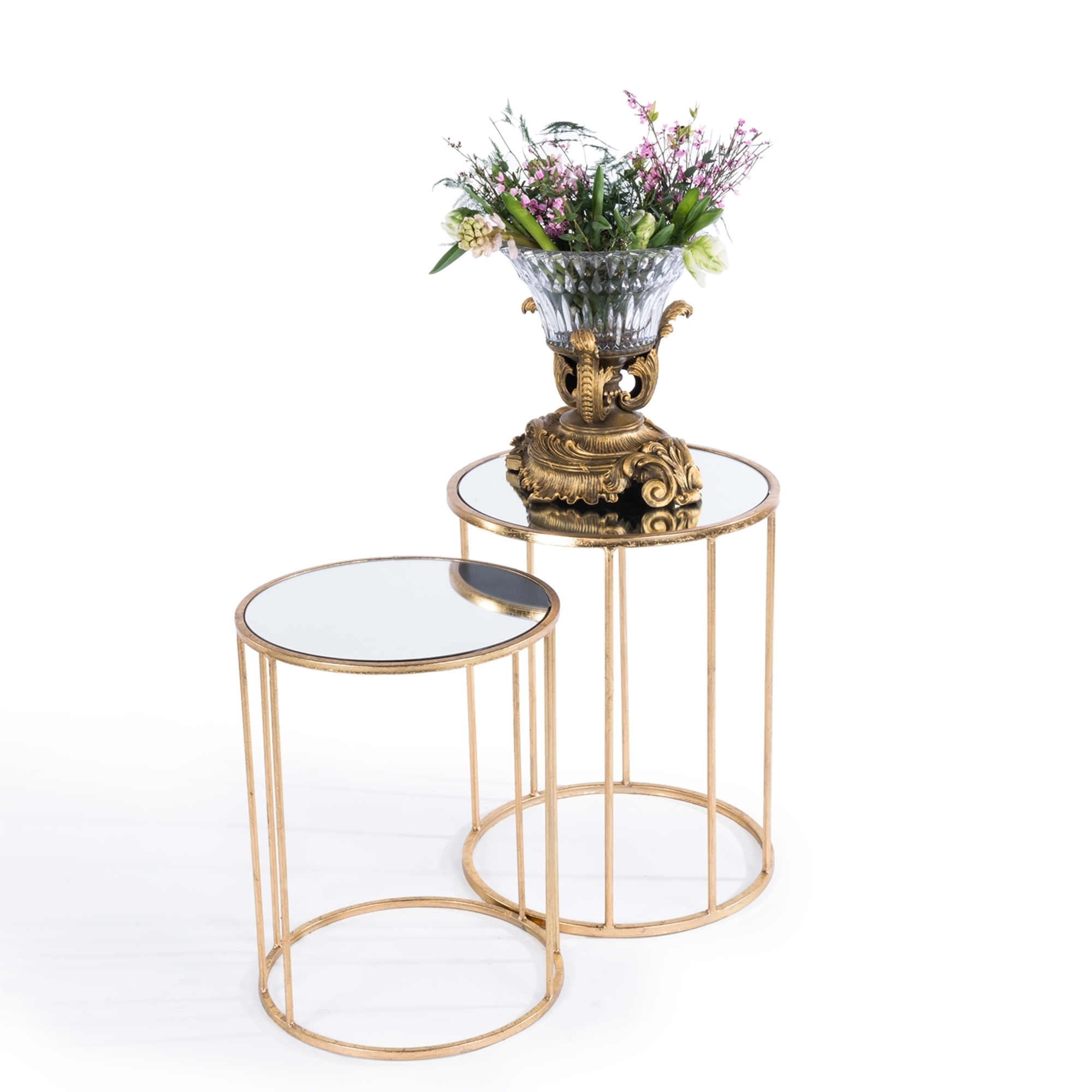 Gin Shu Metal Nest of Tables - Gold Gilt Leaf