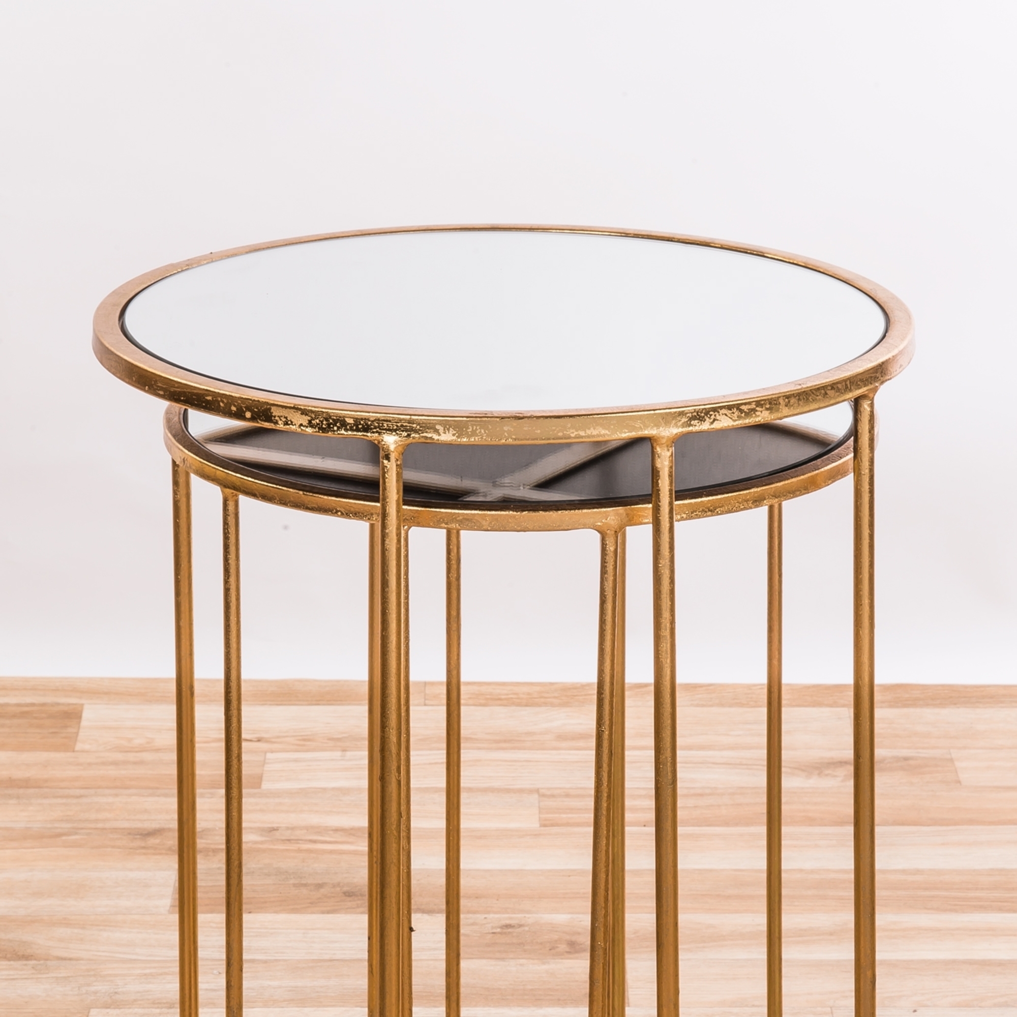 Gin Shu Metal Nest of Tables - Gold Gilt Leaf