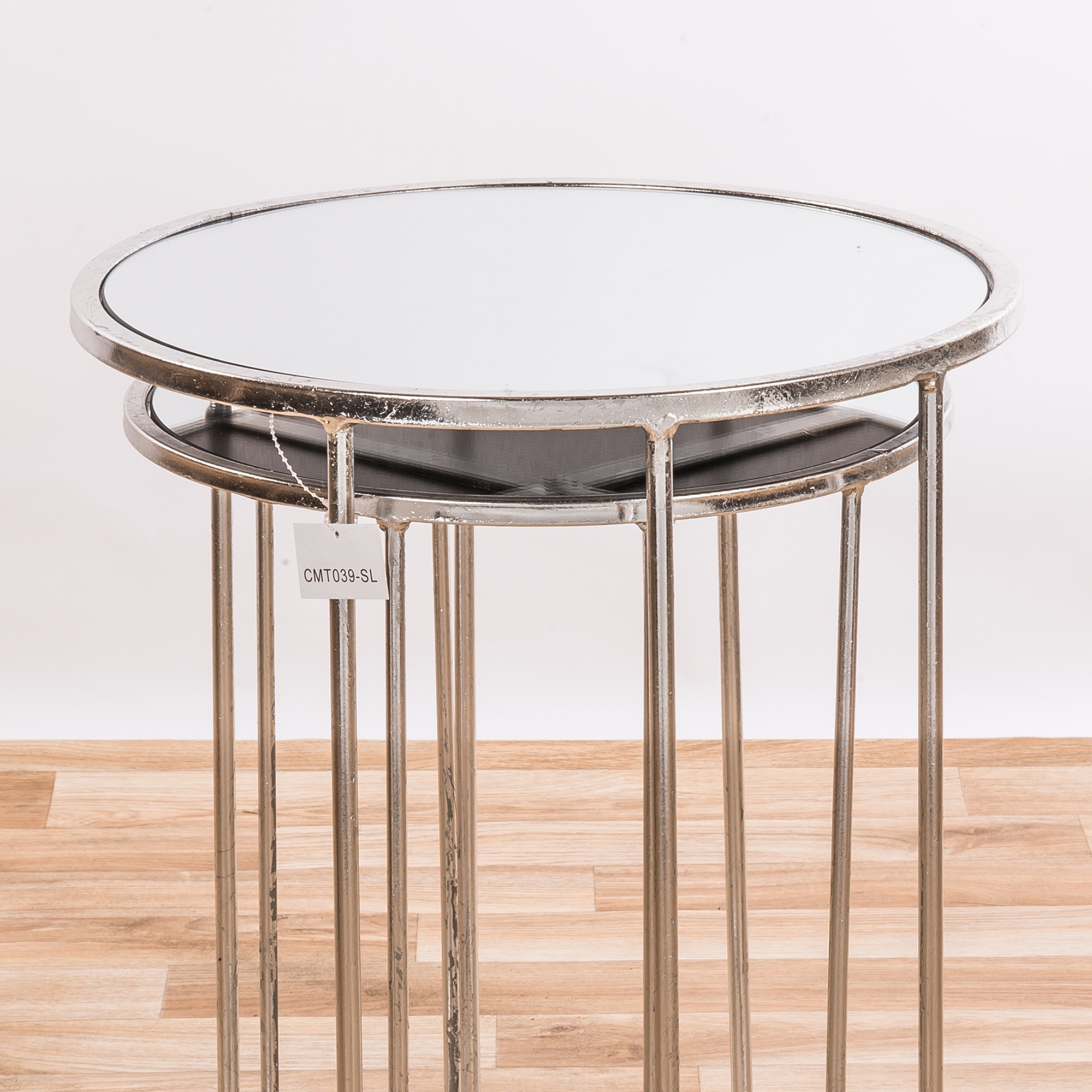 Gin Shu Metal Nest of Tables - Silver Gilt Leaf