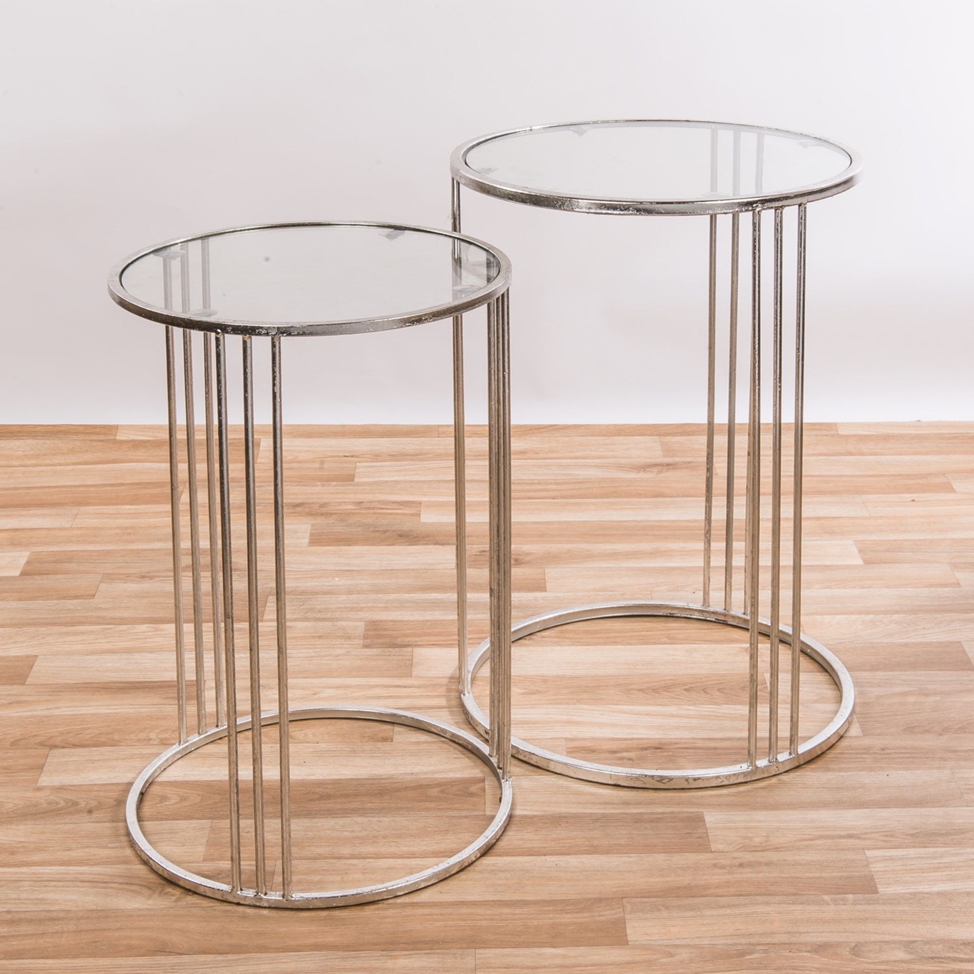 Gin Shu Metal Nest of Tables - Silver Gilt Leaf