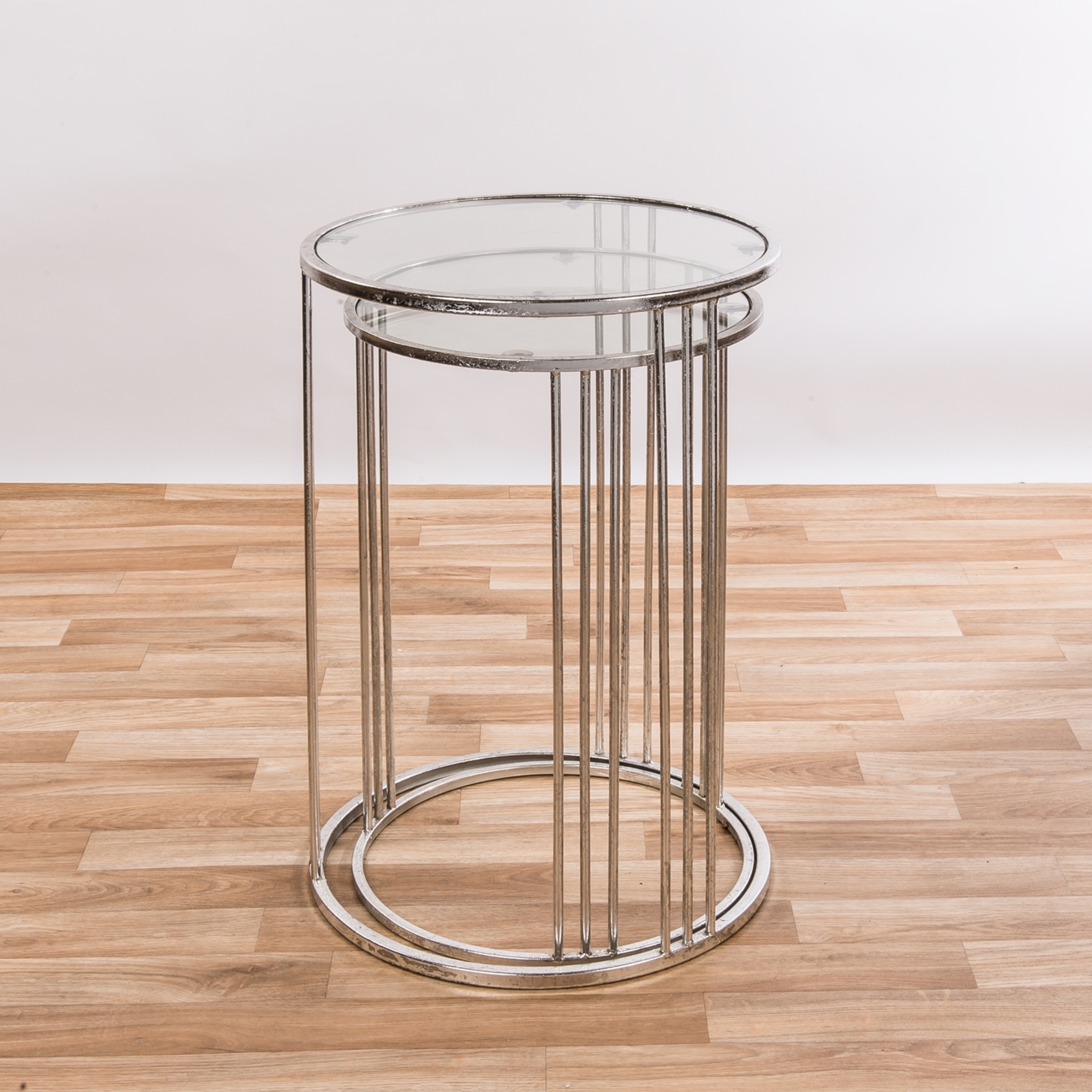 Gin Shu Metal Nest of Tables - Silver Gilt Leaf