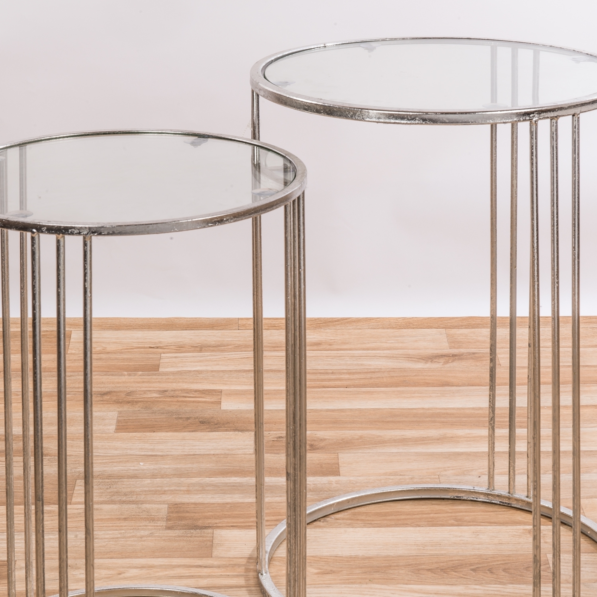 Gin Shu Metal Nest of Tables - Silver Gilt Leaf