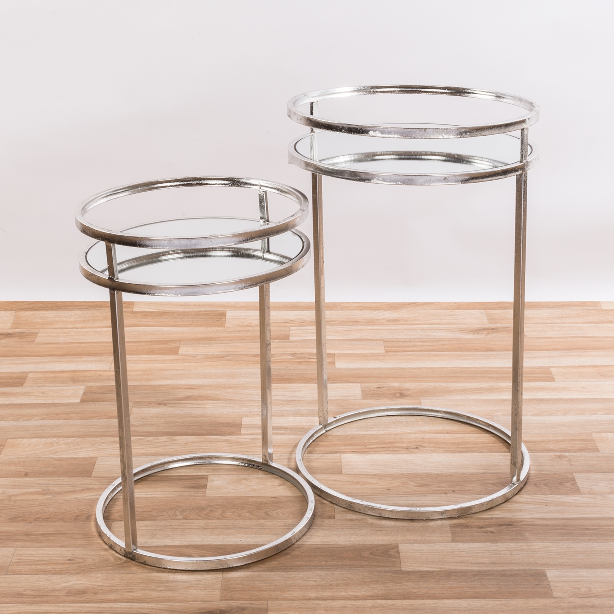 Gin Shu Metal Nest of Tables - Silver Gilt Leaf