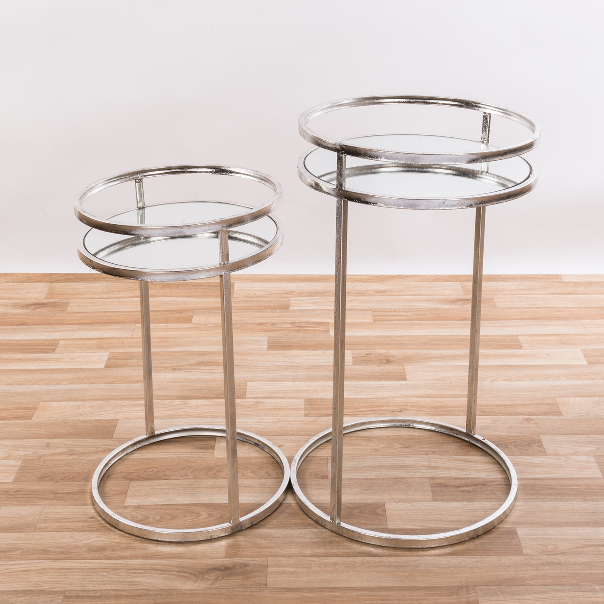 Gin Shu Metal Nest of Tables - Silver Gilt Leaf