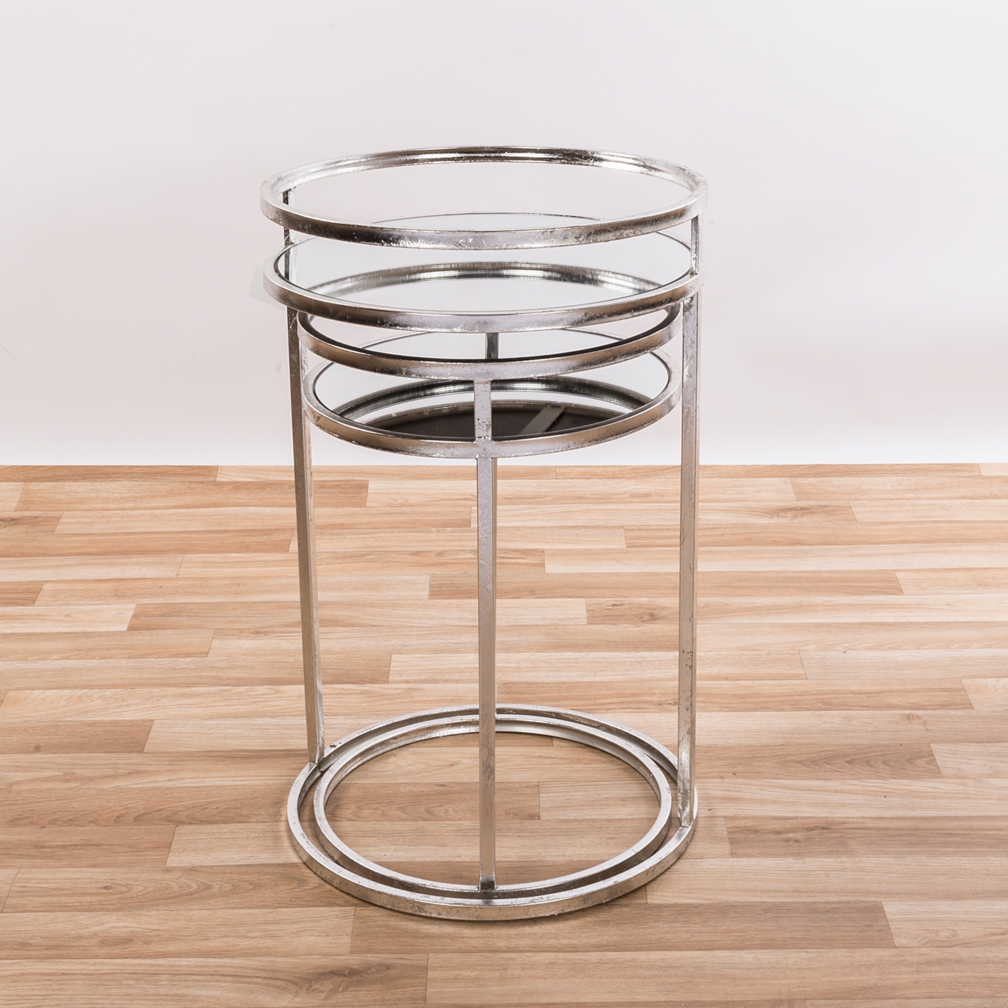 Gin Shu Metal Nest of Tables - Silver Gilt Leaf