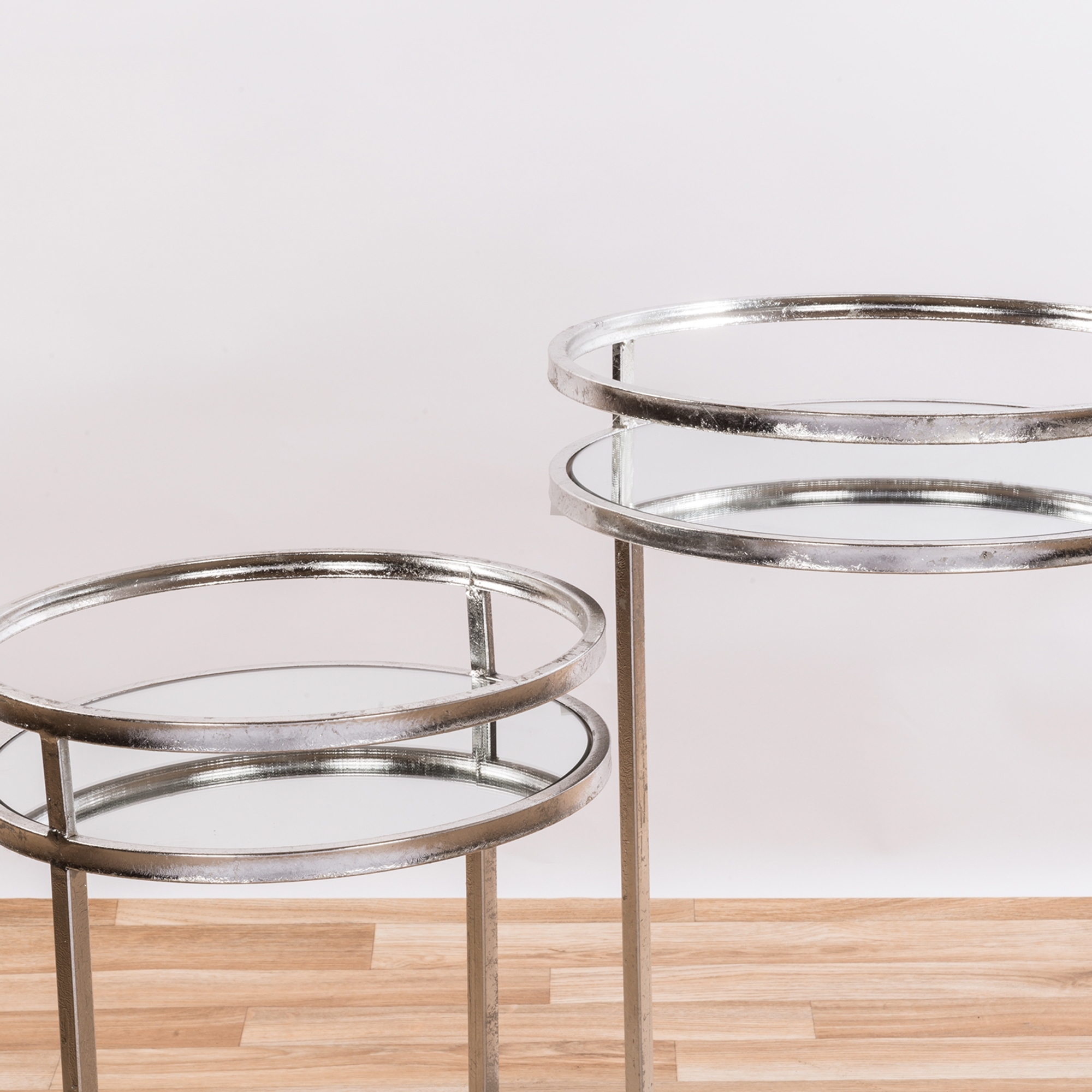 Gin Shu Metal Nest of Tables - Silver Gilt Leaf
