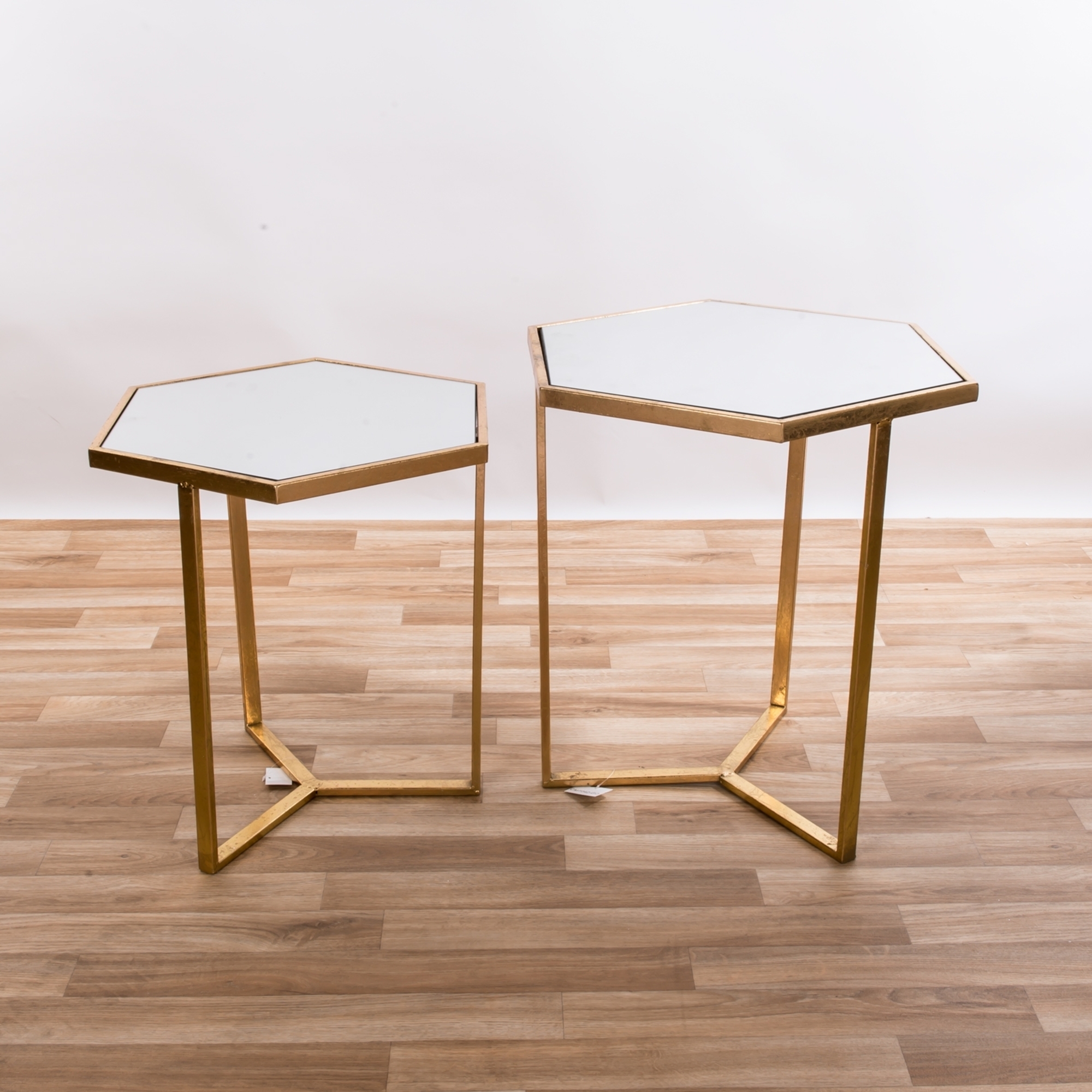 Gin Shu Metal Nest of Tables - Gold Gilt Leaf
