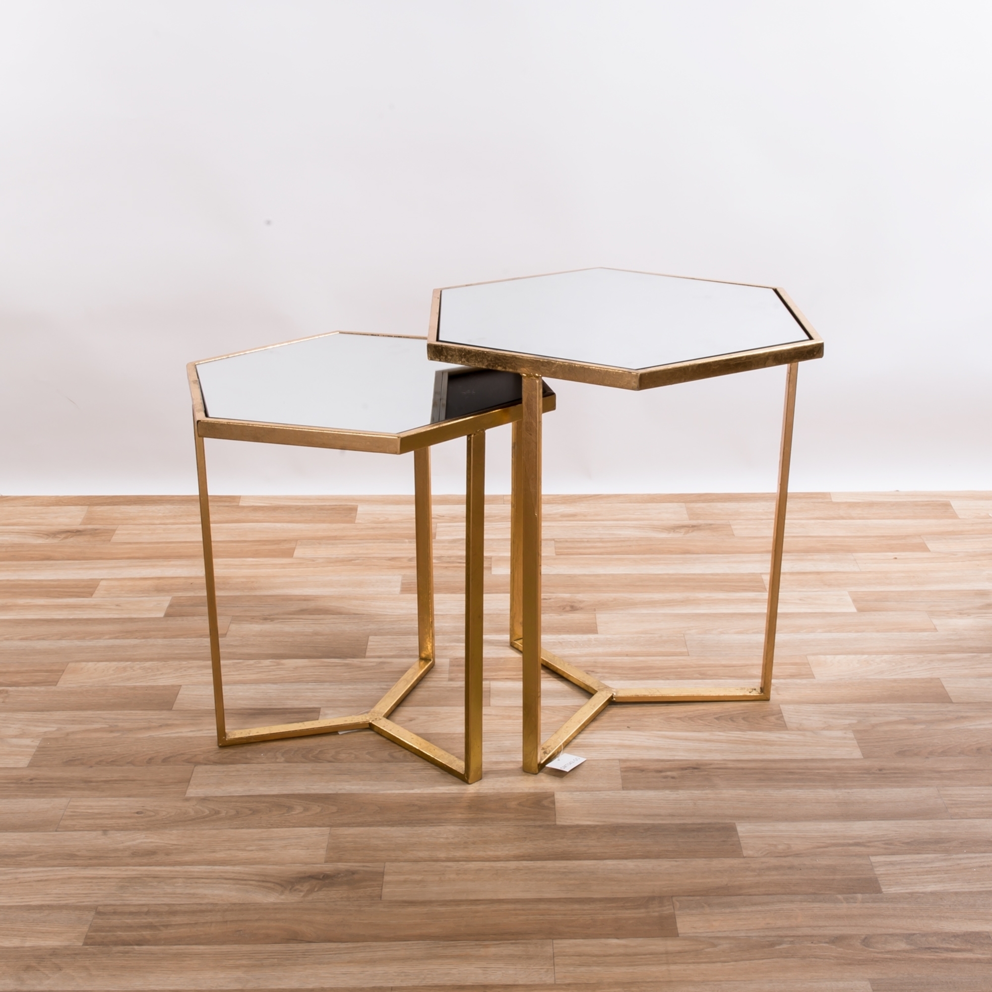 Gin Shu Metal Nest of Tables - Gold Gilt Leaf