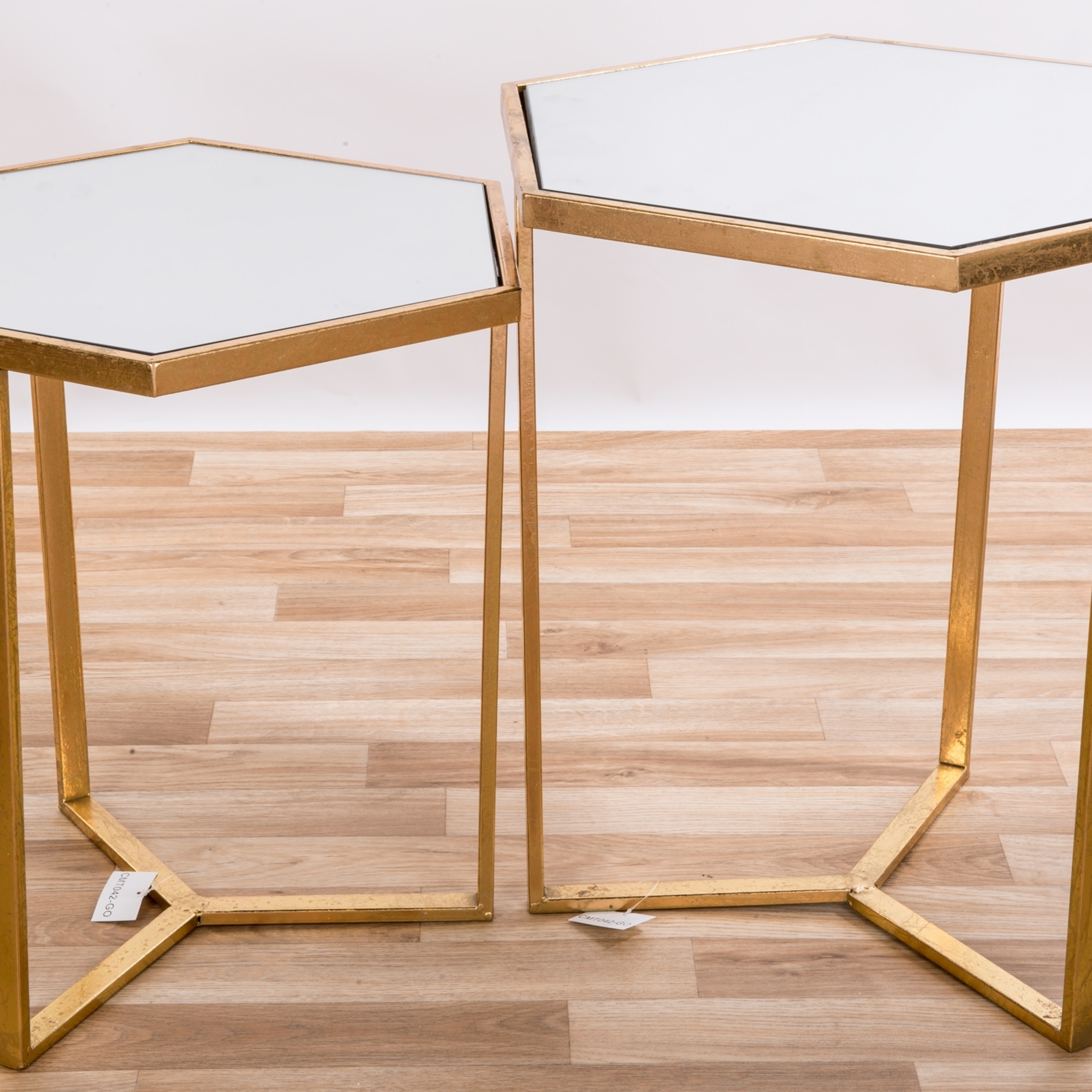 Gin Shu Metal Nest of Tables - Gold Gilt Leaf