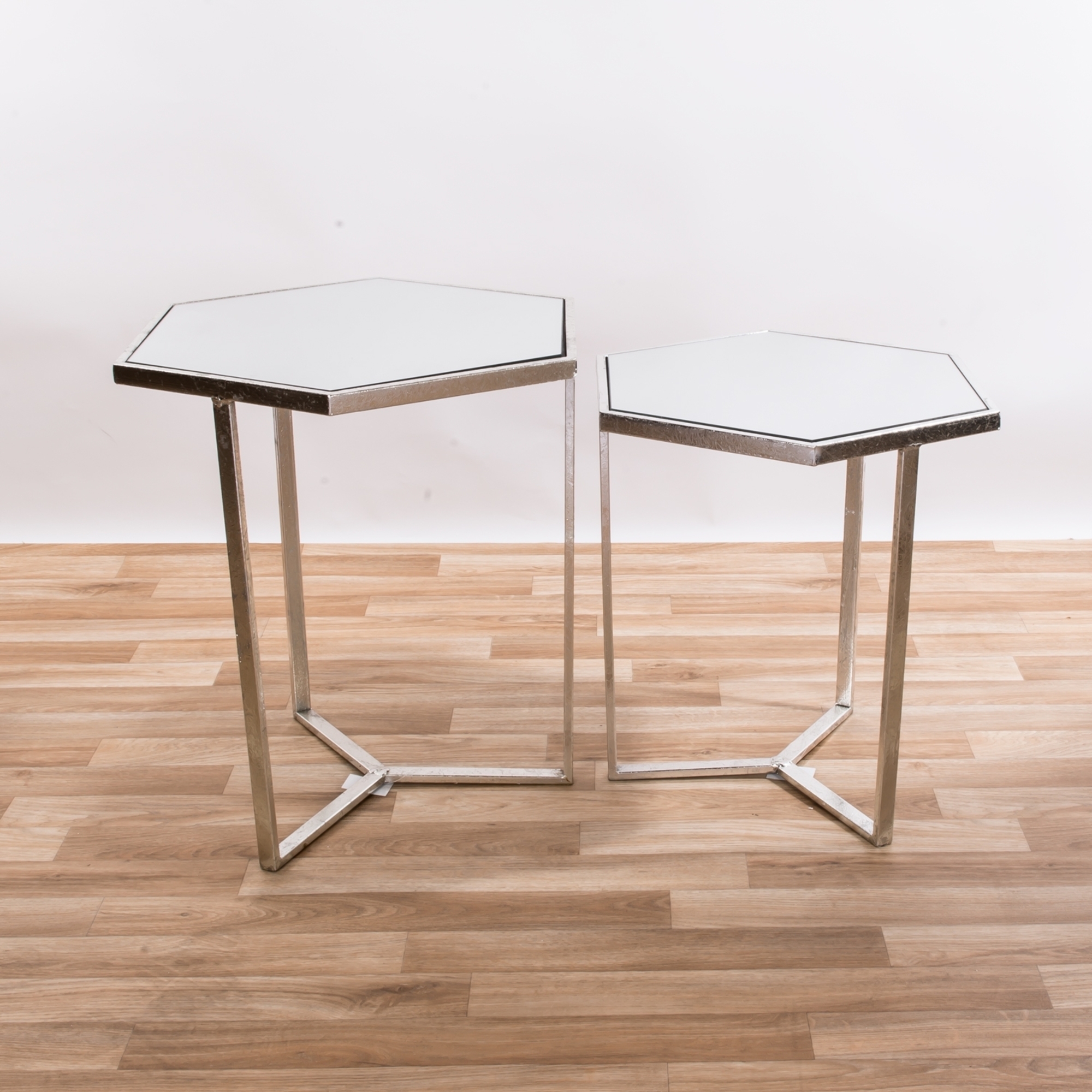 Gin Shu Metal Nest of Tables - Silver Gilt Leaf