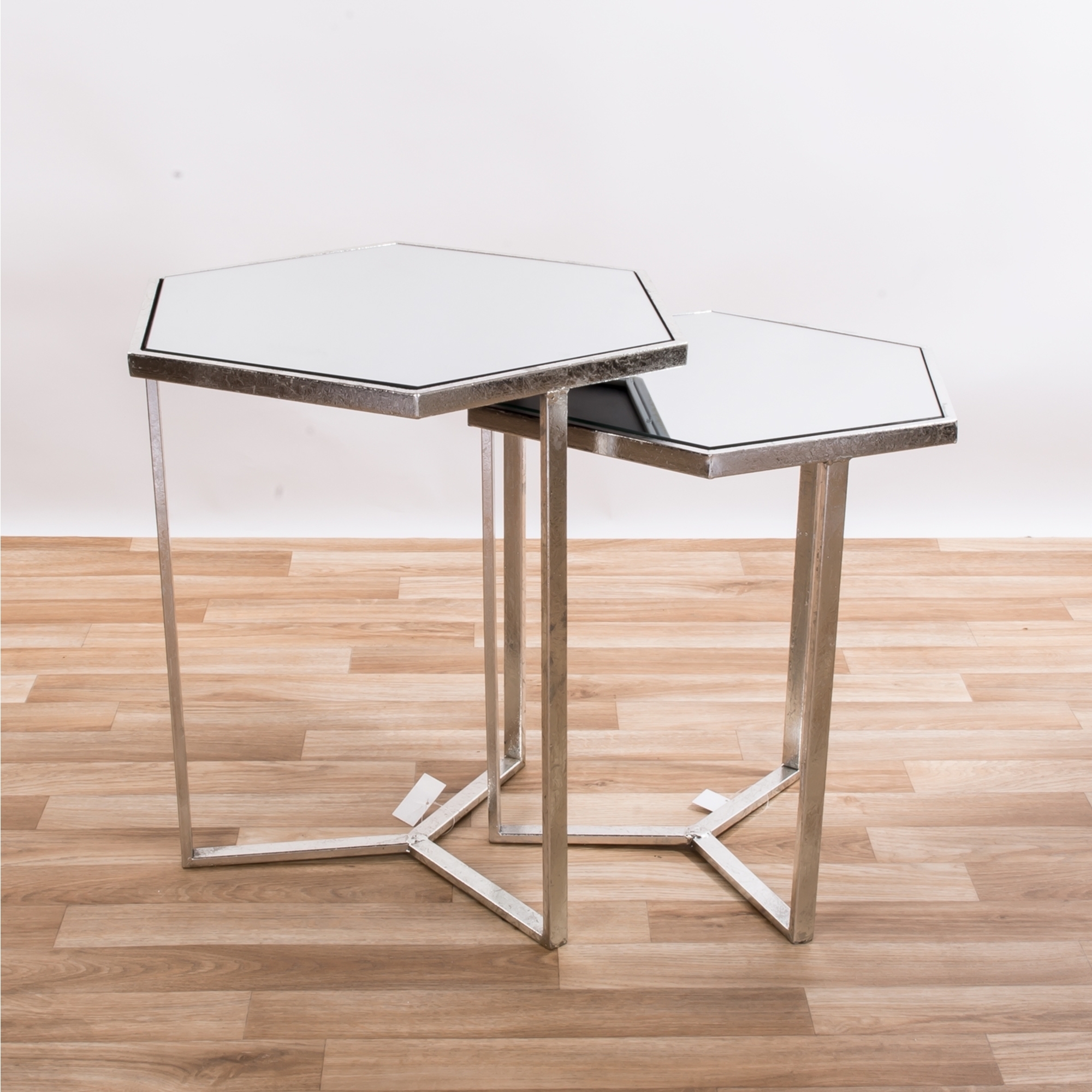Gin Shu Metal Nest of Tables - Silver Gilt Leaf