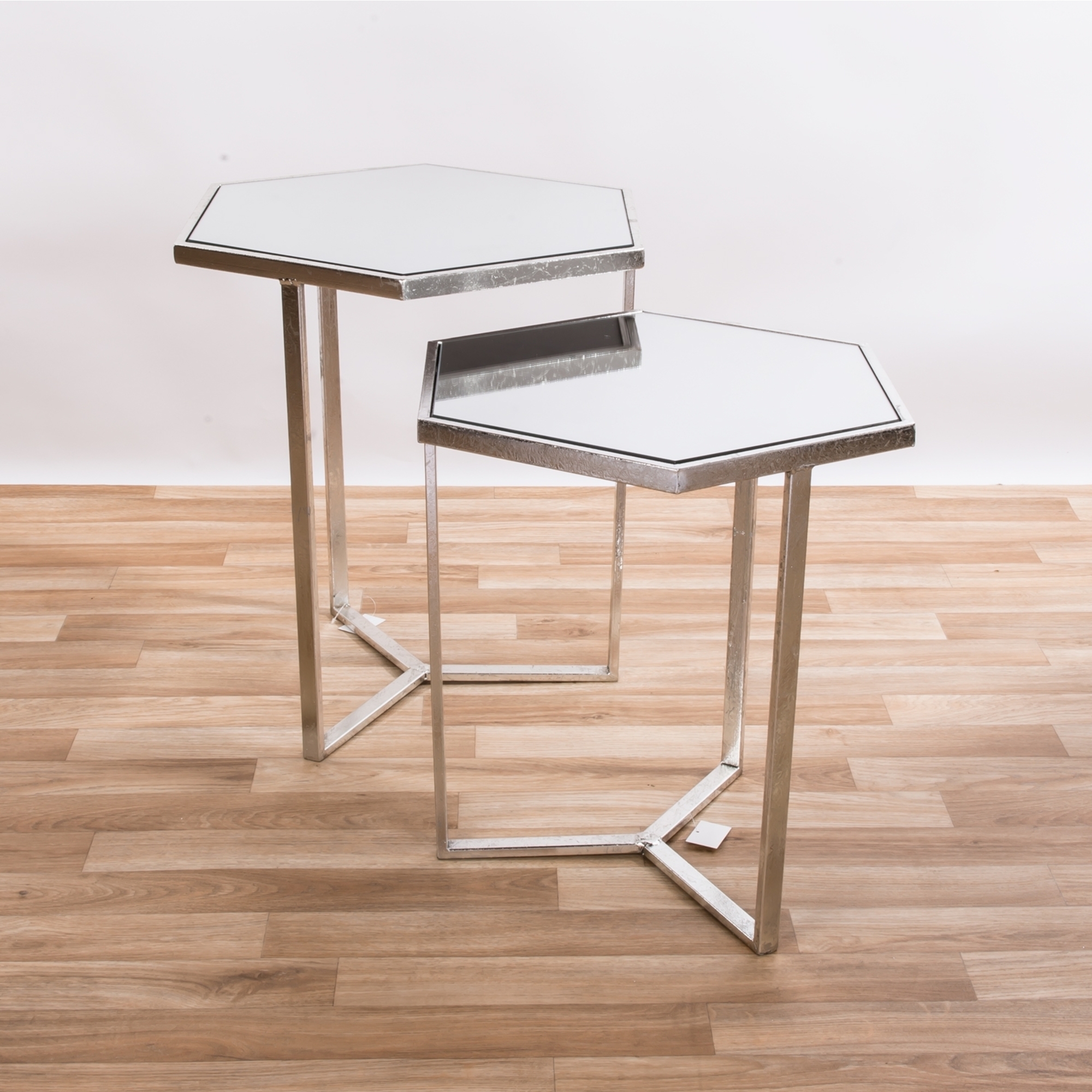 Gin Shu Metal Nest of Tables - Silver Gilt Leaf